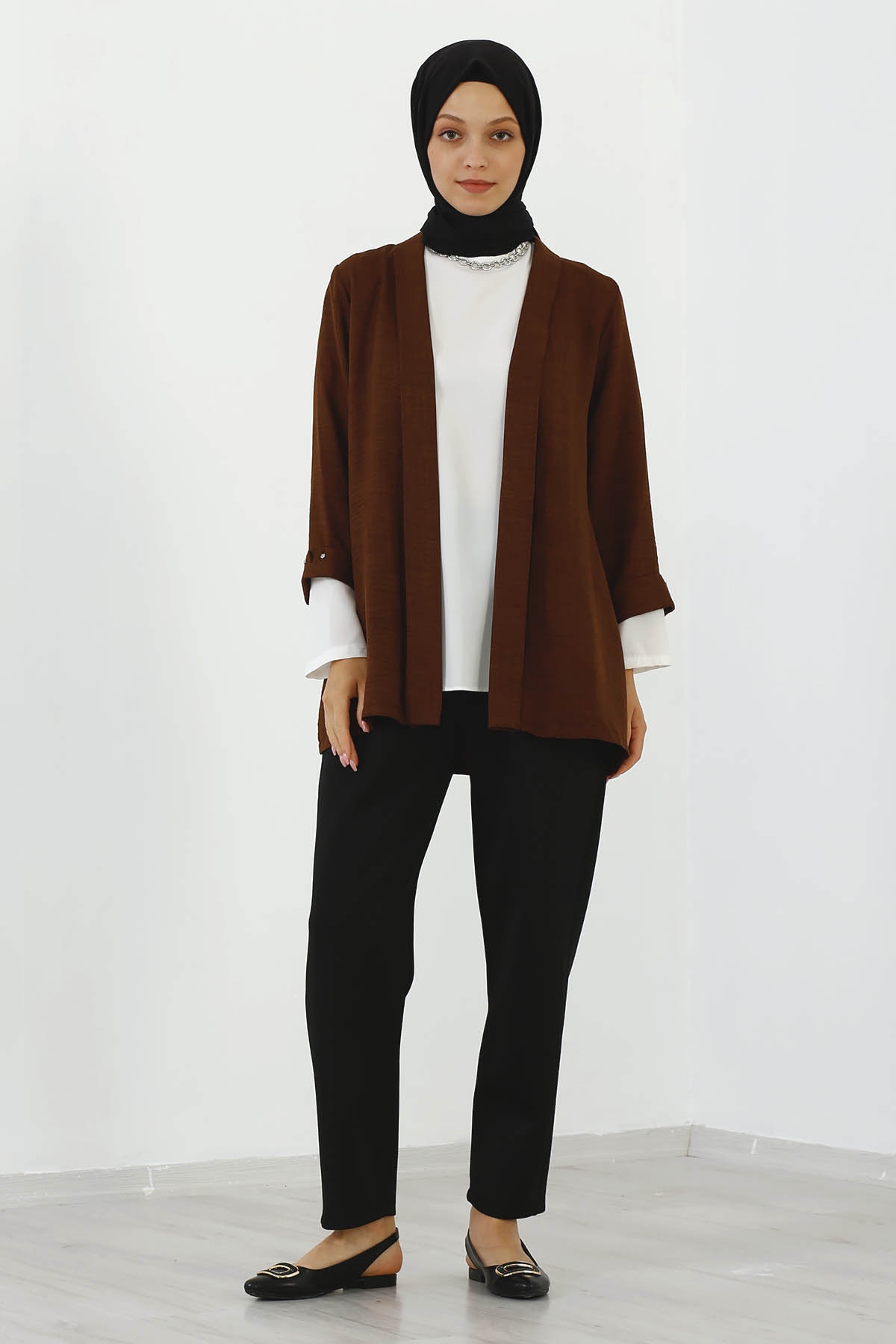 8152 Bluz Ceket 40-48 - Kahve - 1