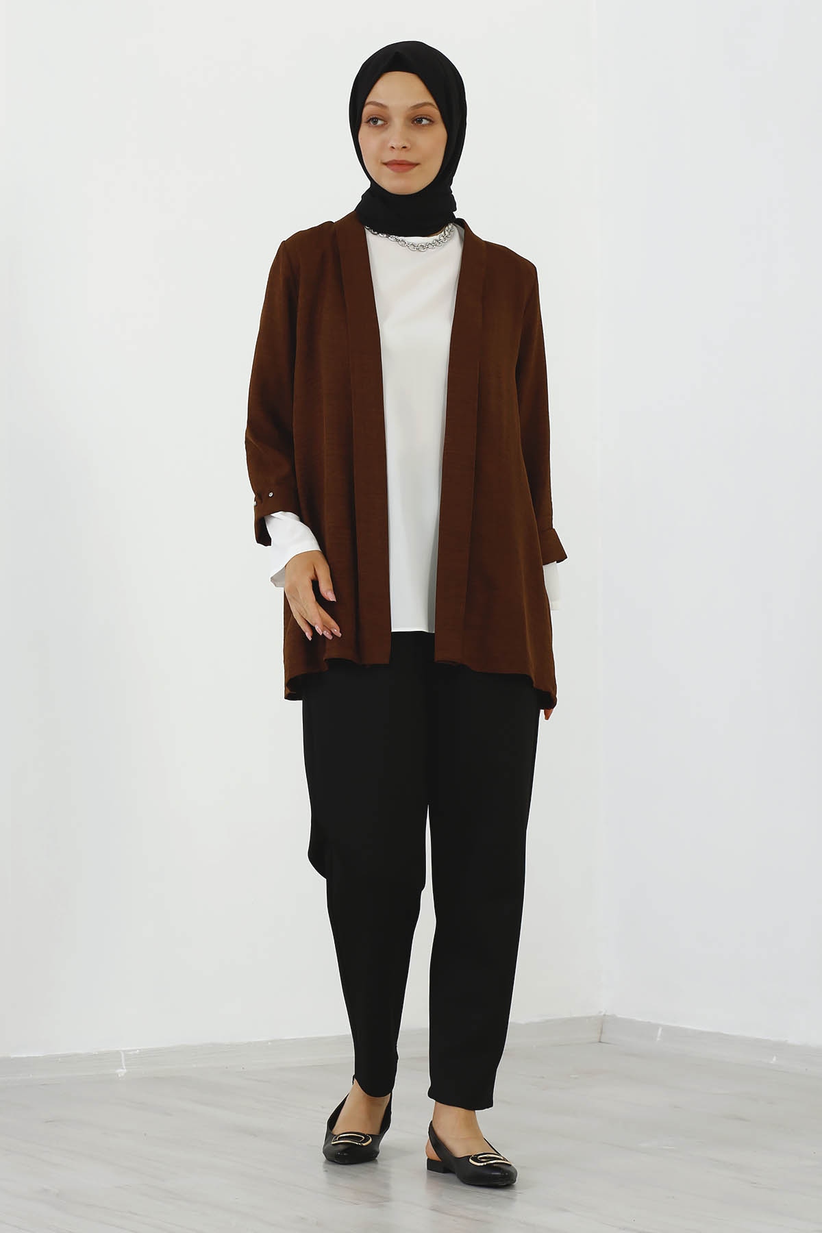 8152 Bluz Ceket 40-48 - Kahve - 2