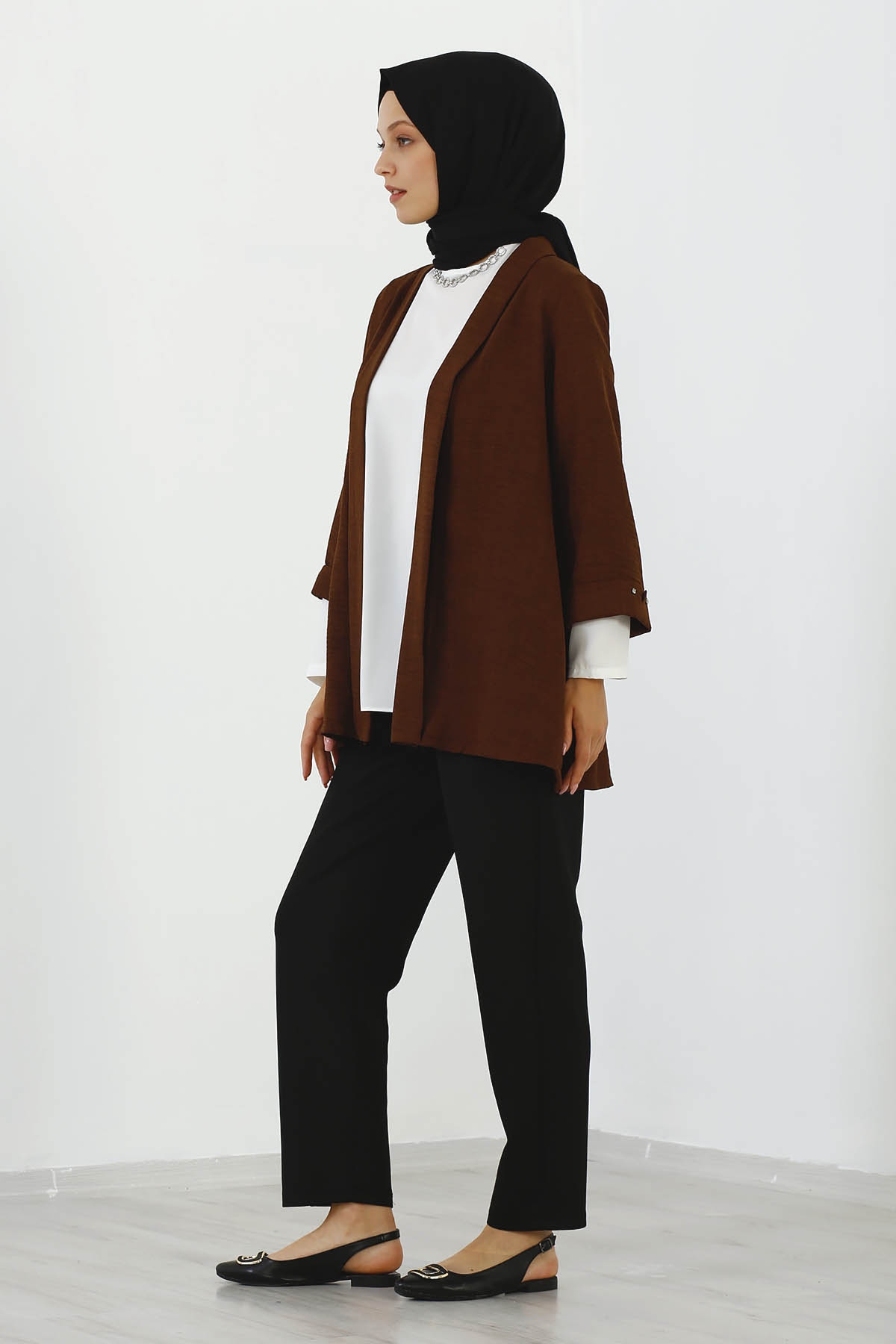 8152 Bluz Ceket 40-48 - Kahve - 5