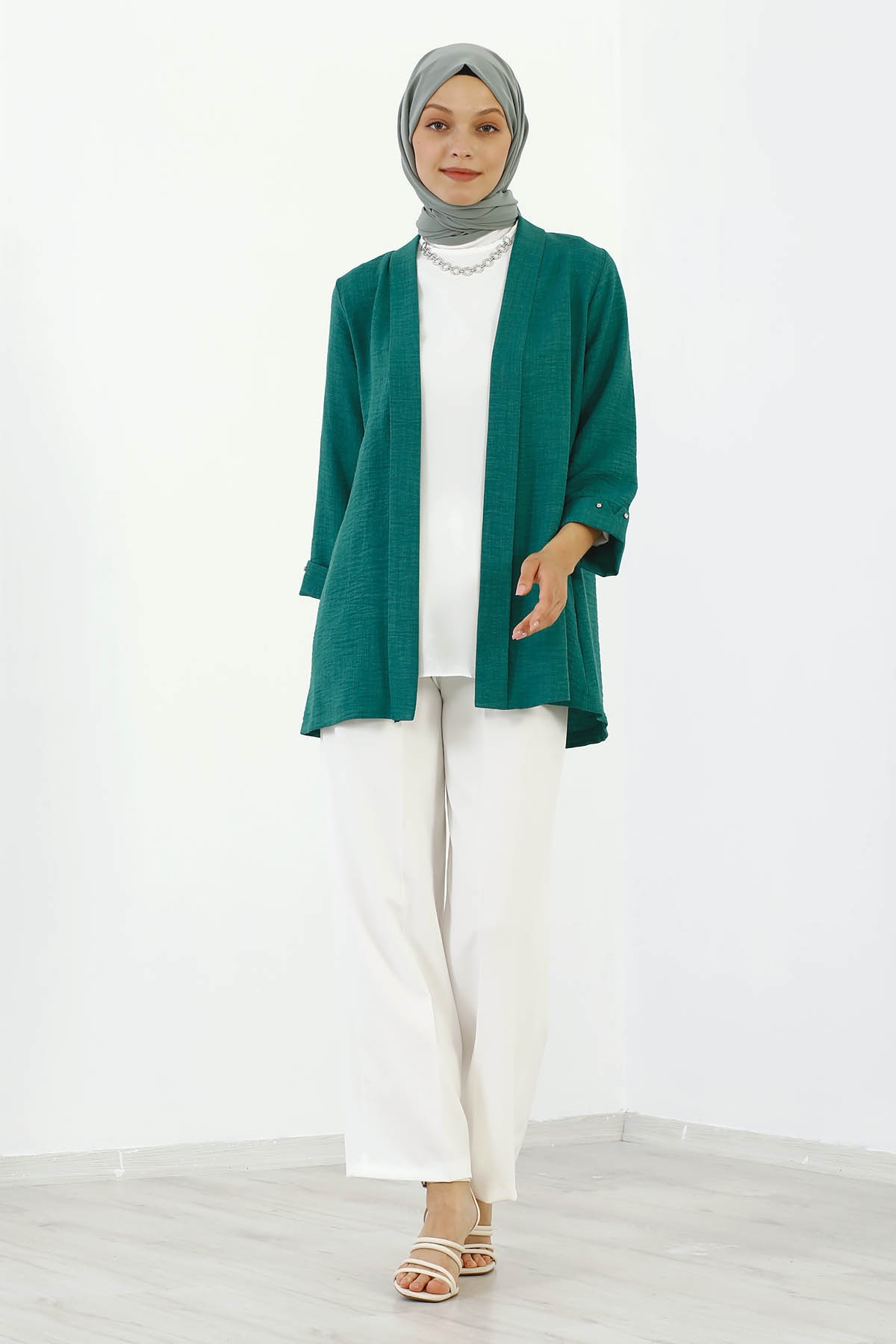 8152 Bluz Ceket 40-48 - Yesil - 1