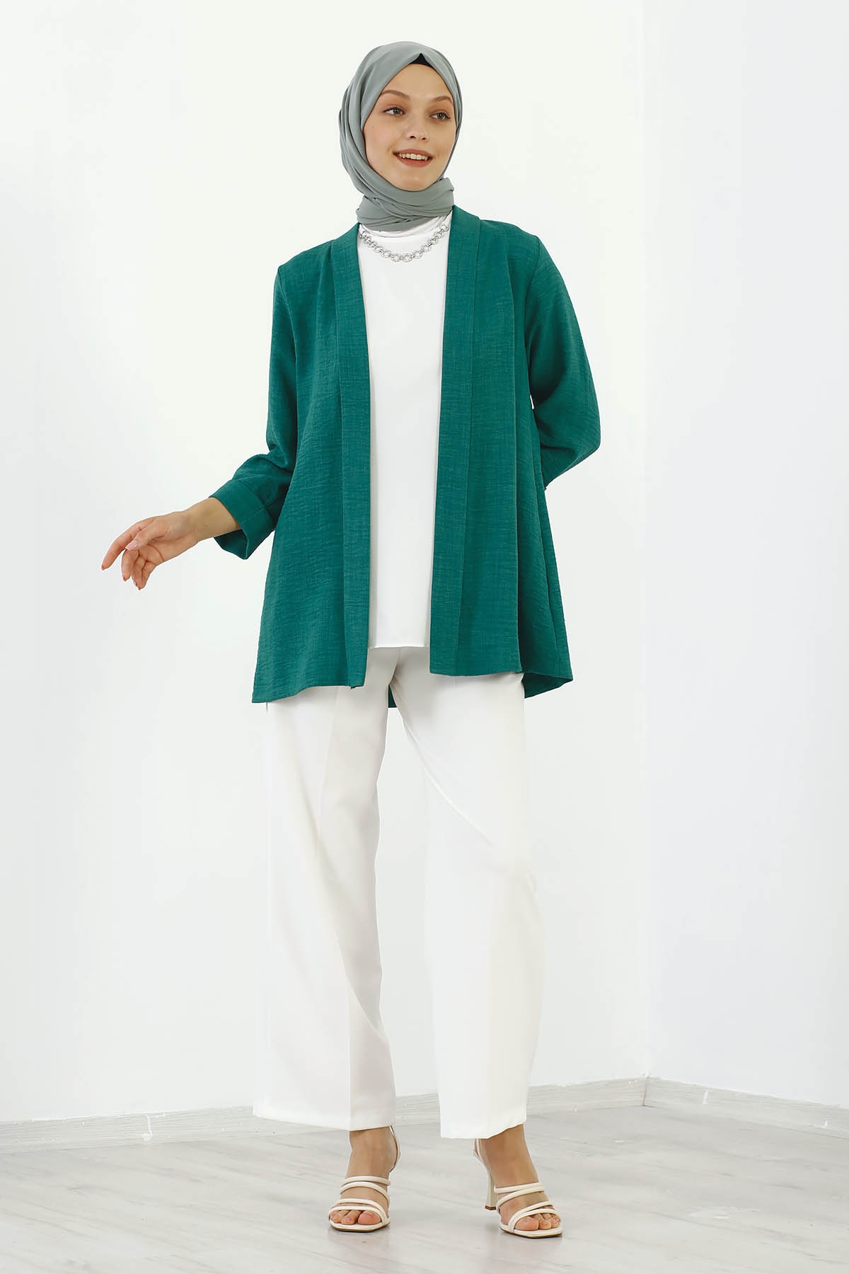 8152 Bluz Ceket 40-48 - Yesil - 2