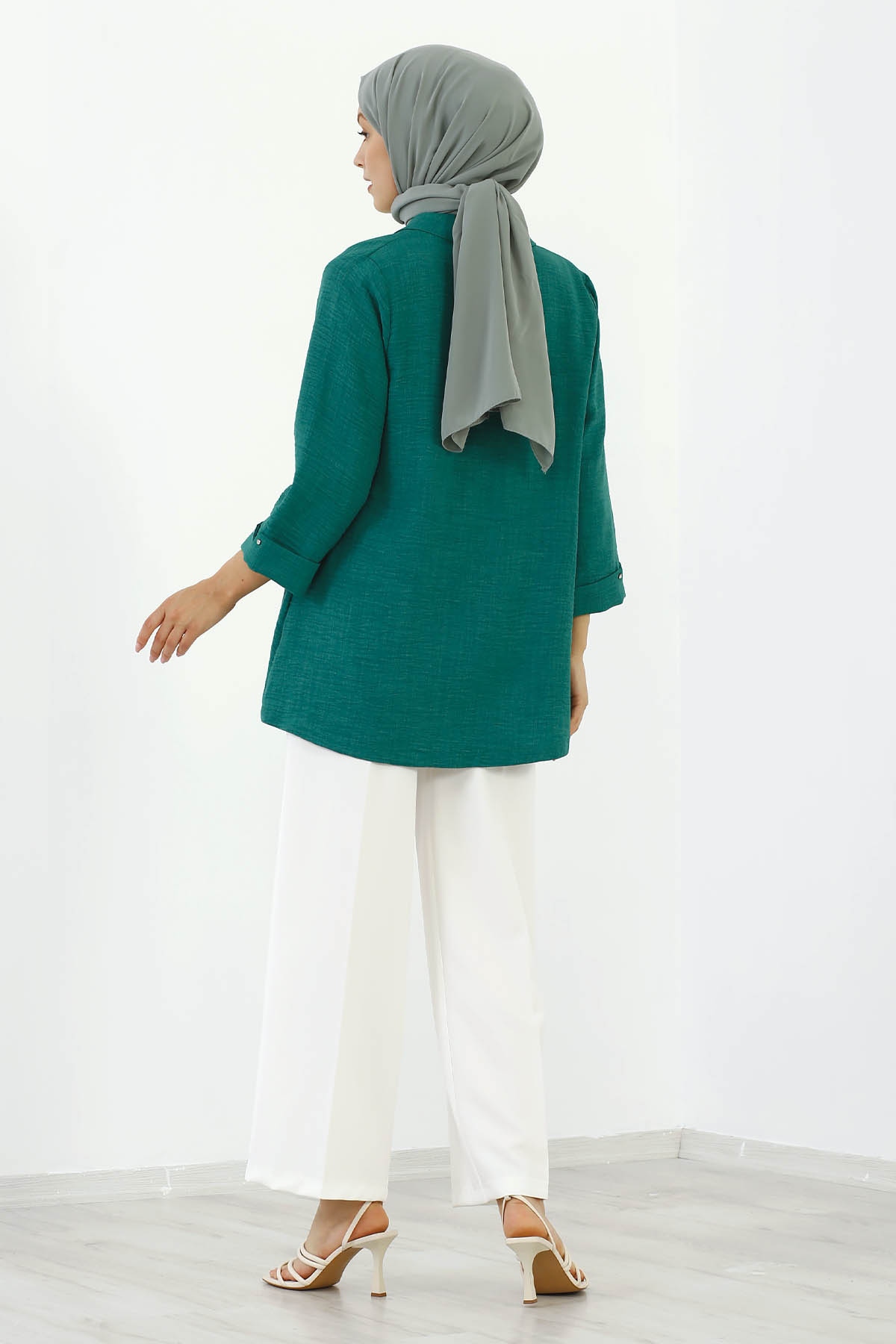 8152 Bluz Ceket 40-48 - Yesil - 5