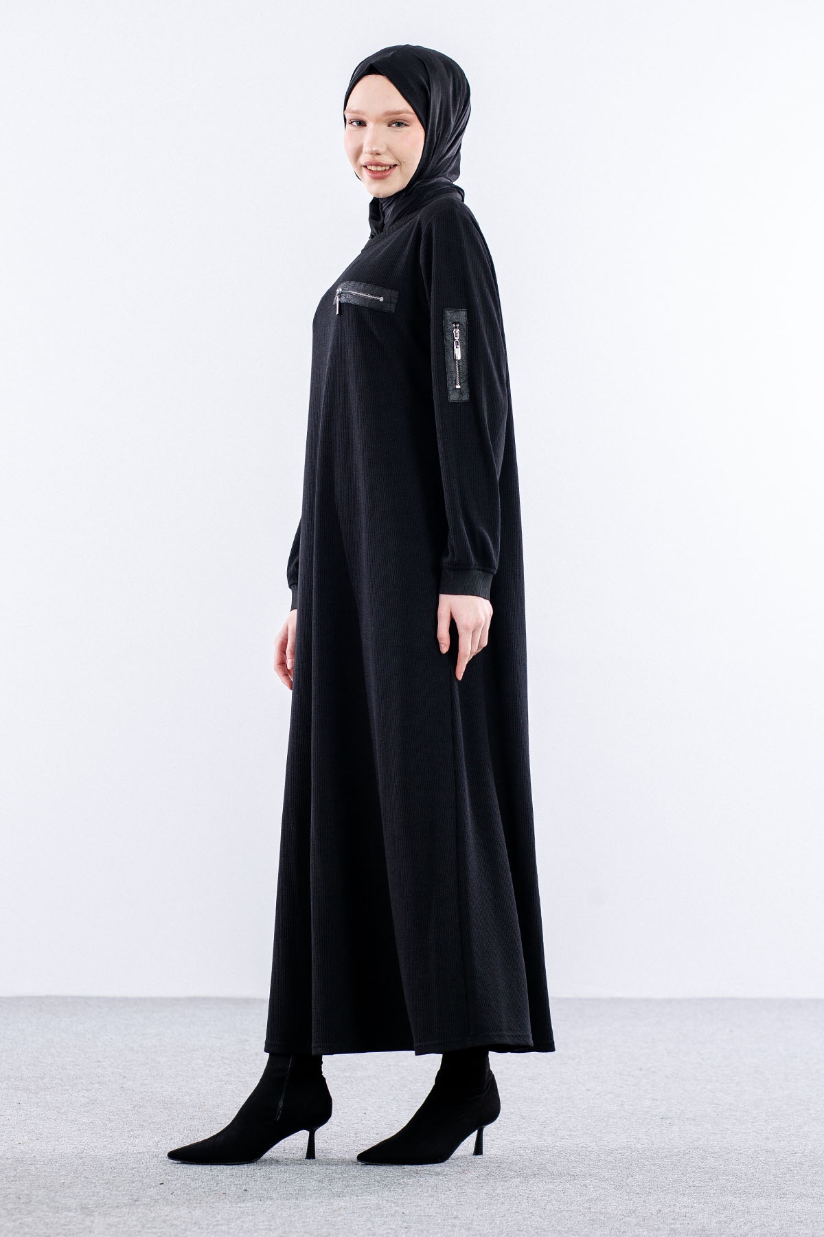 8191 Elbise 3-4-5-6 - Siyah - 4