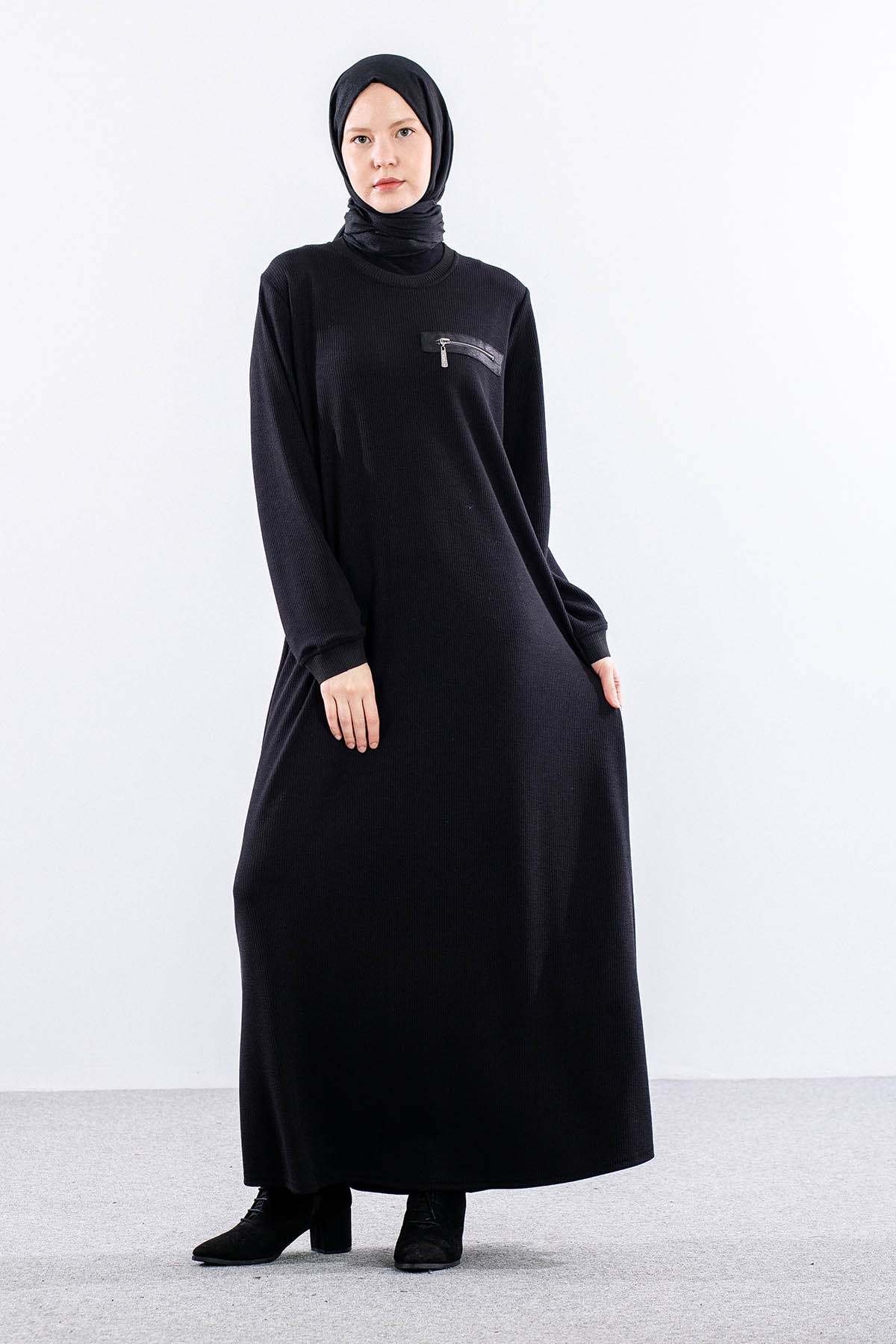 8191 Elbise 3-4-5-6 Triko Kumas - Siyah - 4