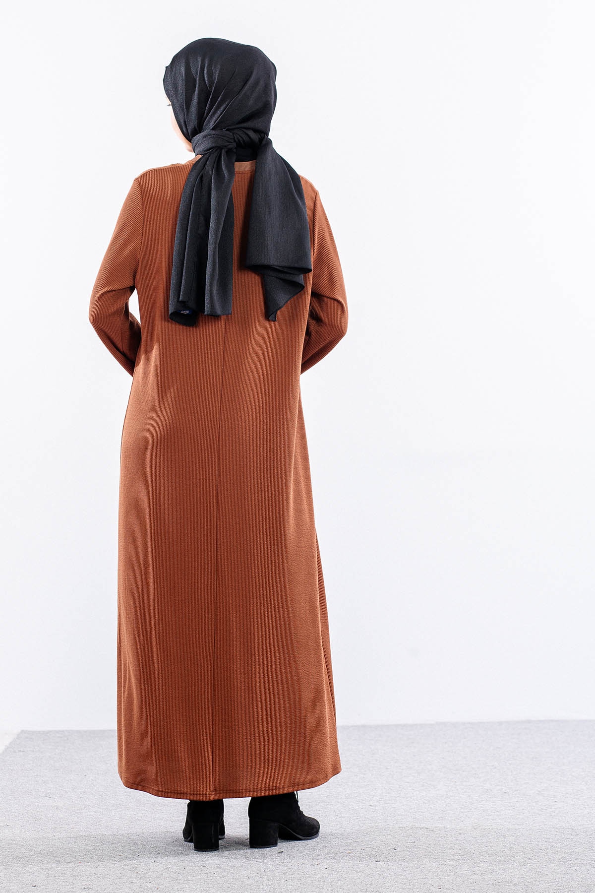 8191 Elbise 3-4-5-6 Triko Kumas - Taba - 6