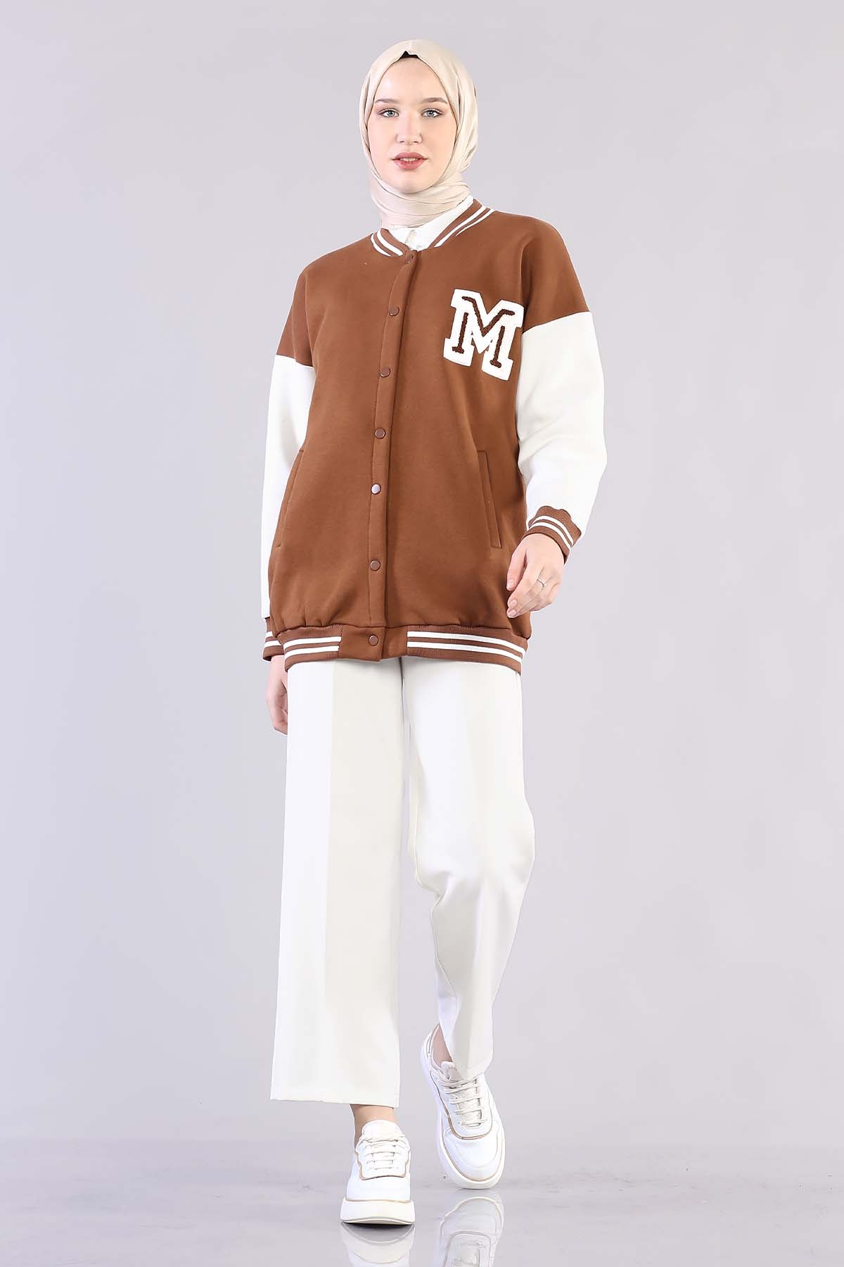 8234 Kolaj Tunik Tek - Kahve - 1