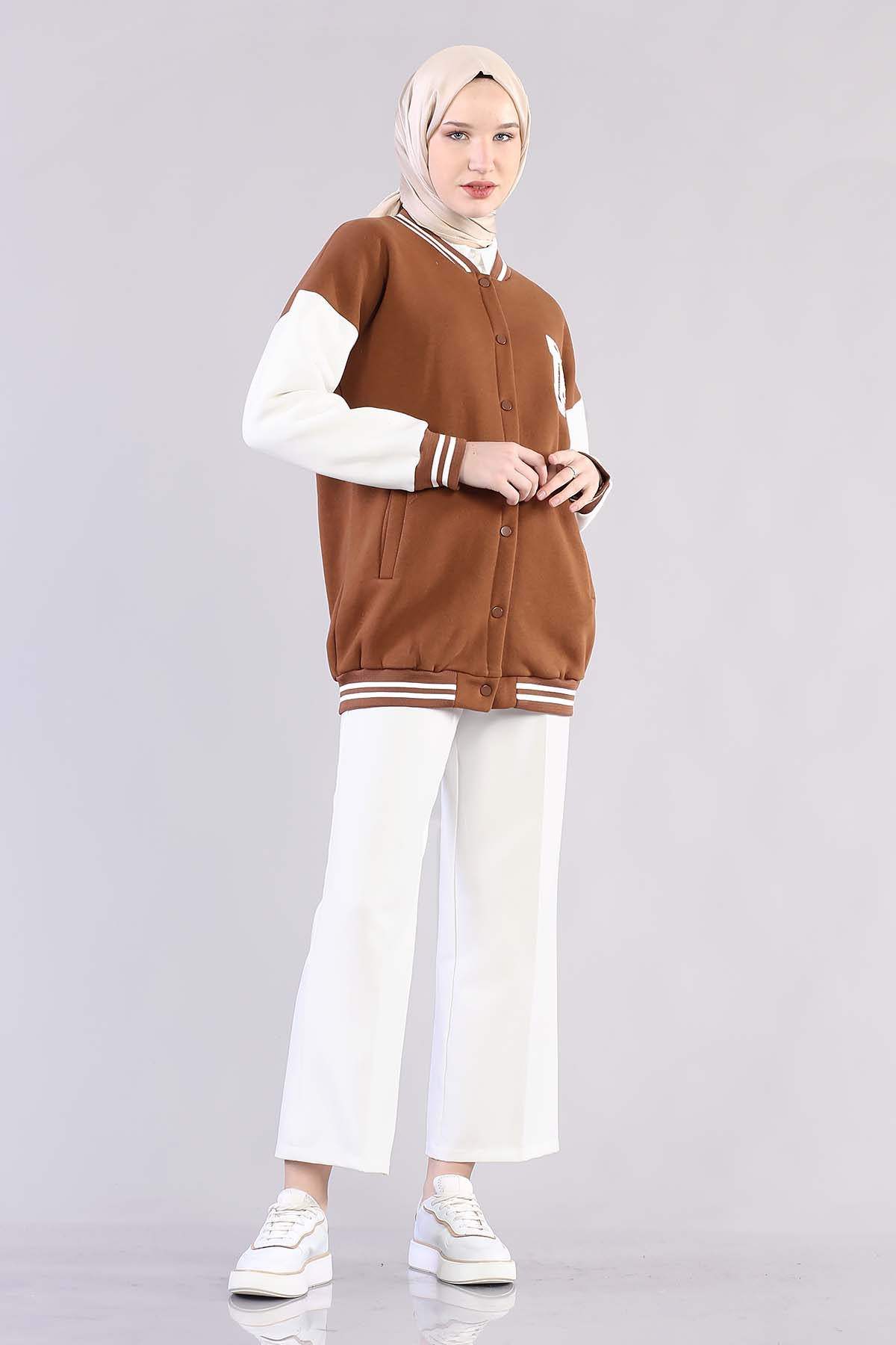 8234 Kolaj Tunik Tek - Kahve - 2