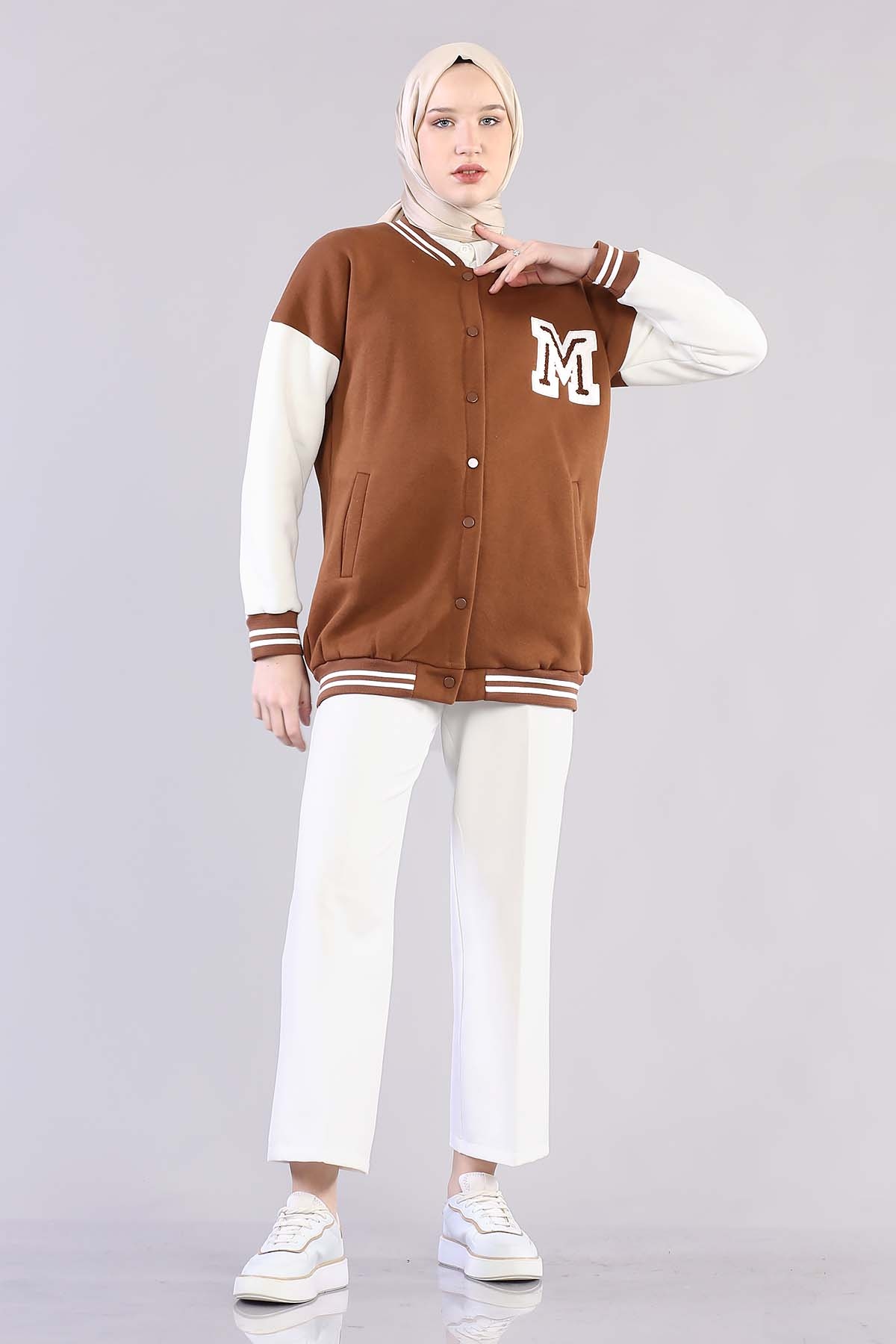 8234 Kolaj Tunik Tek - Kahve - 3