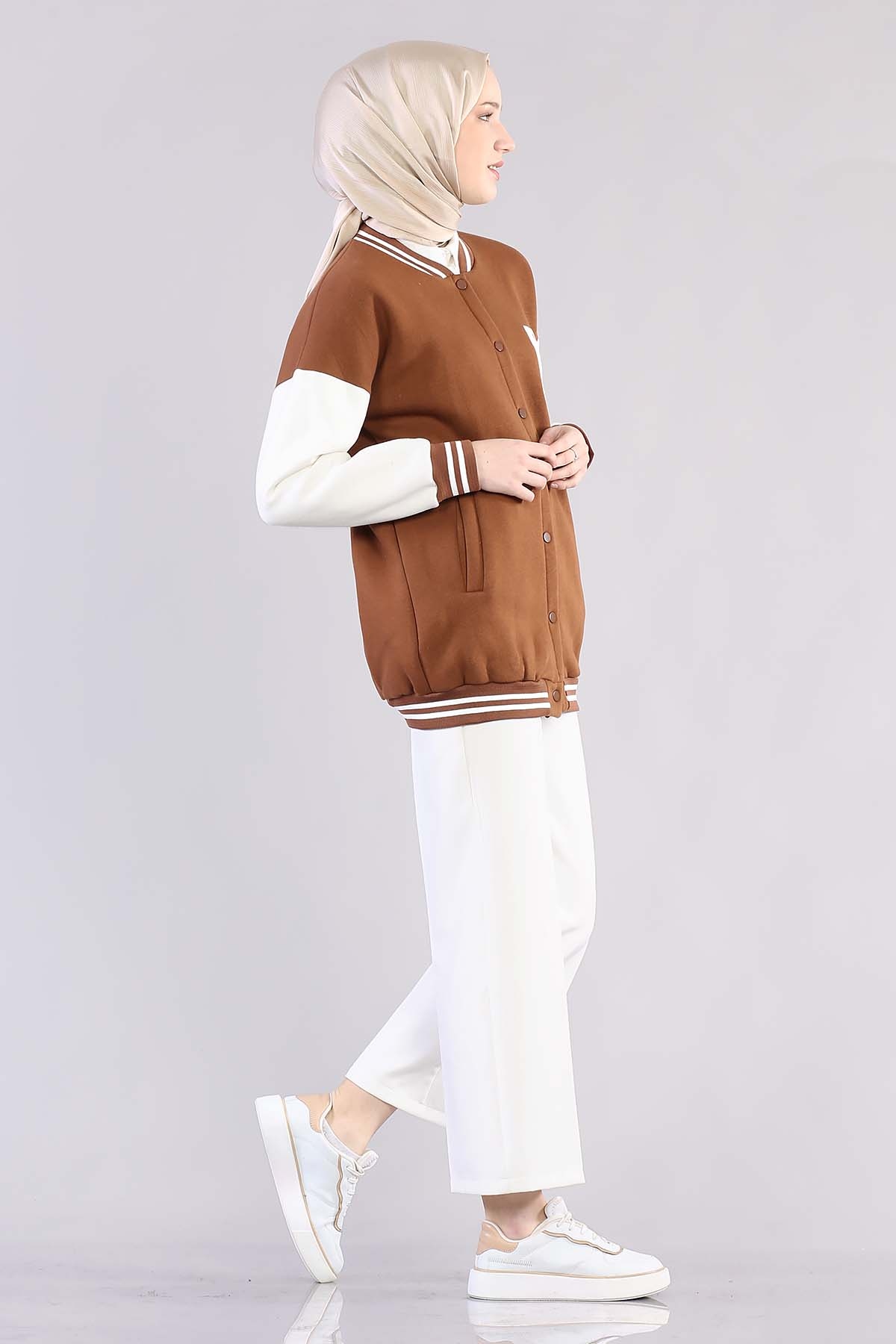 8234 Kolaj Tunik Tek - Kahve - 5