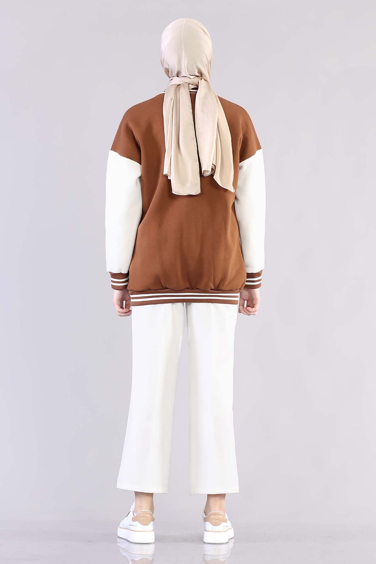 8234 Kolaj Tunik Tek - Kahve - 6