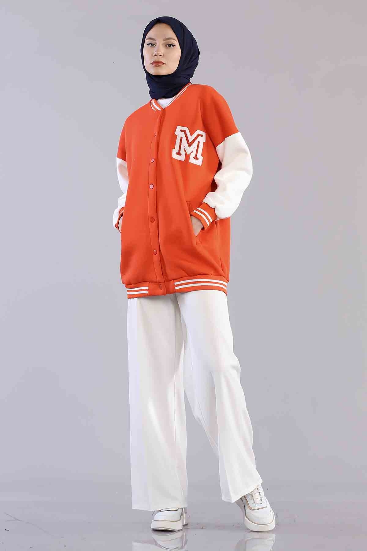 8234 Kolaj Tunik Tek - Turuncu - 1