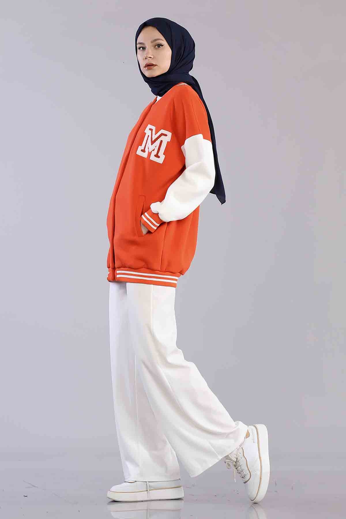 8234 Kolaj Tunik Tek - Turuncu - 3