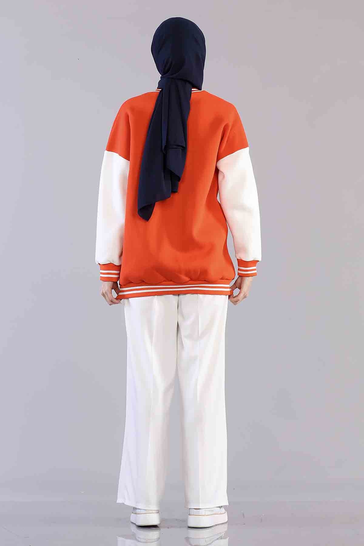 8234 Kolaj Tunik Tek - Turuncu - 4