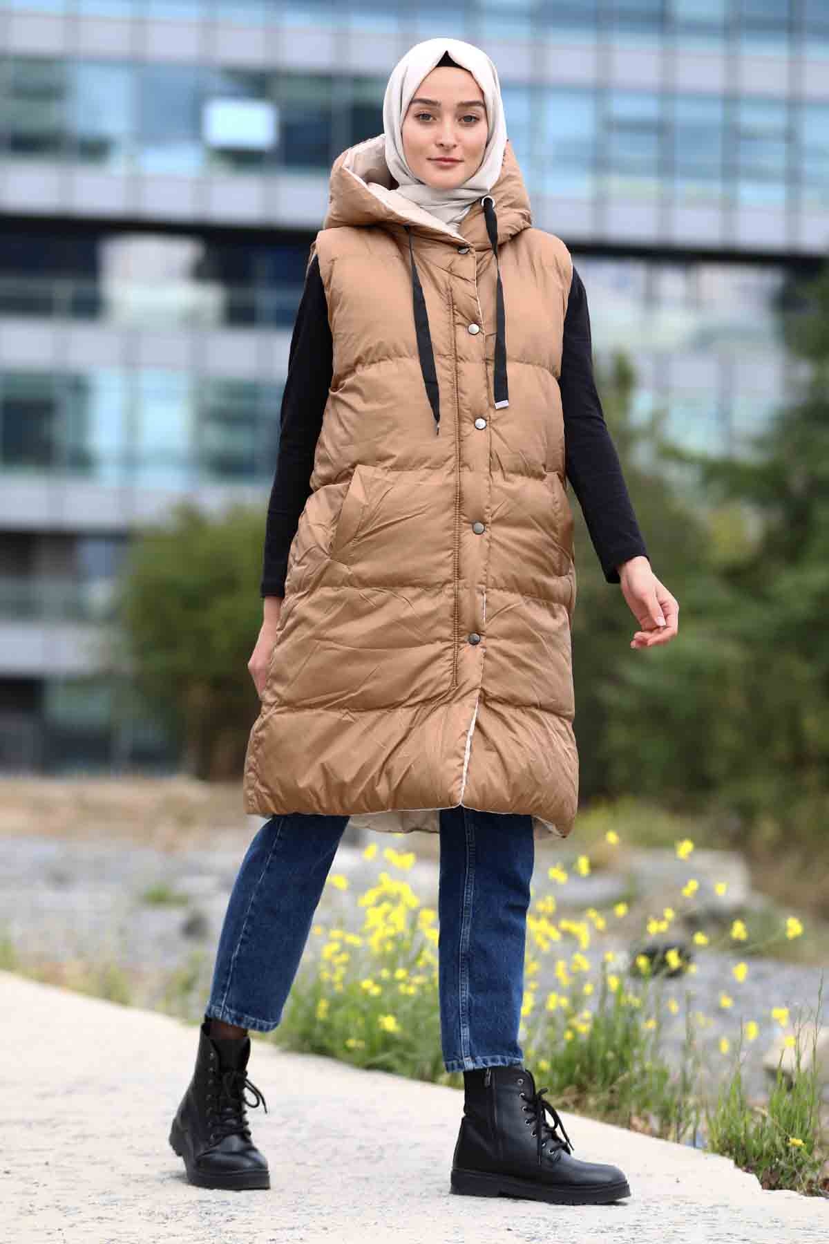 Çift Taraflı Yelek Camel - 1