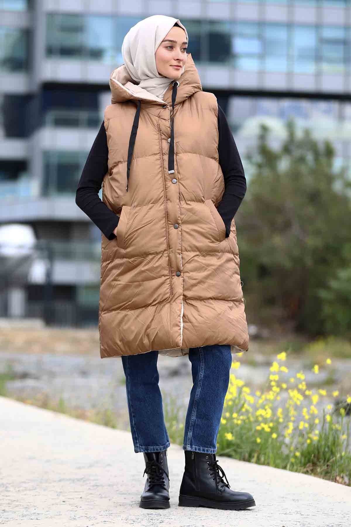 Çift Taraflı Yelek Camel - 4