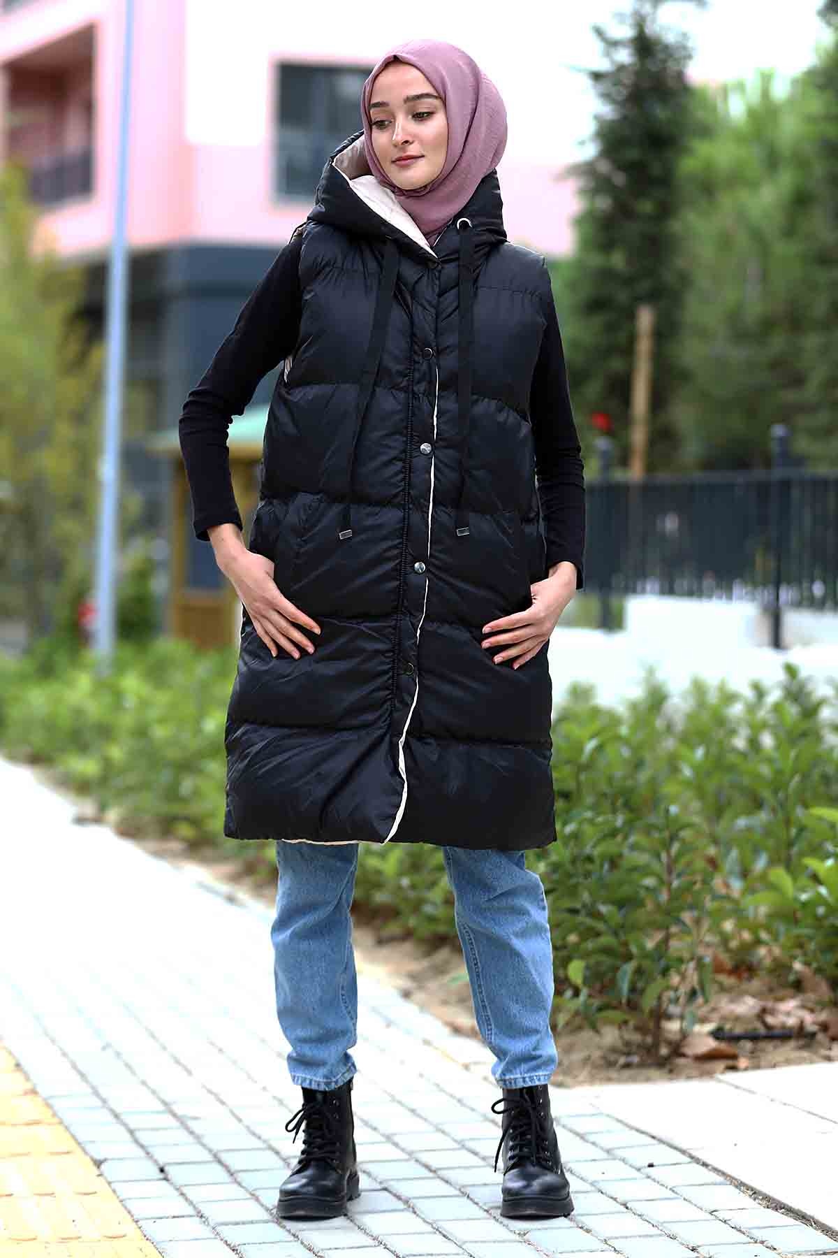 Çift Taraflı Yelek Siyah - 1