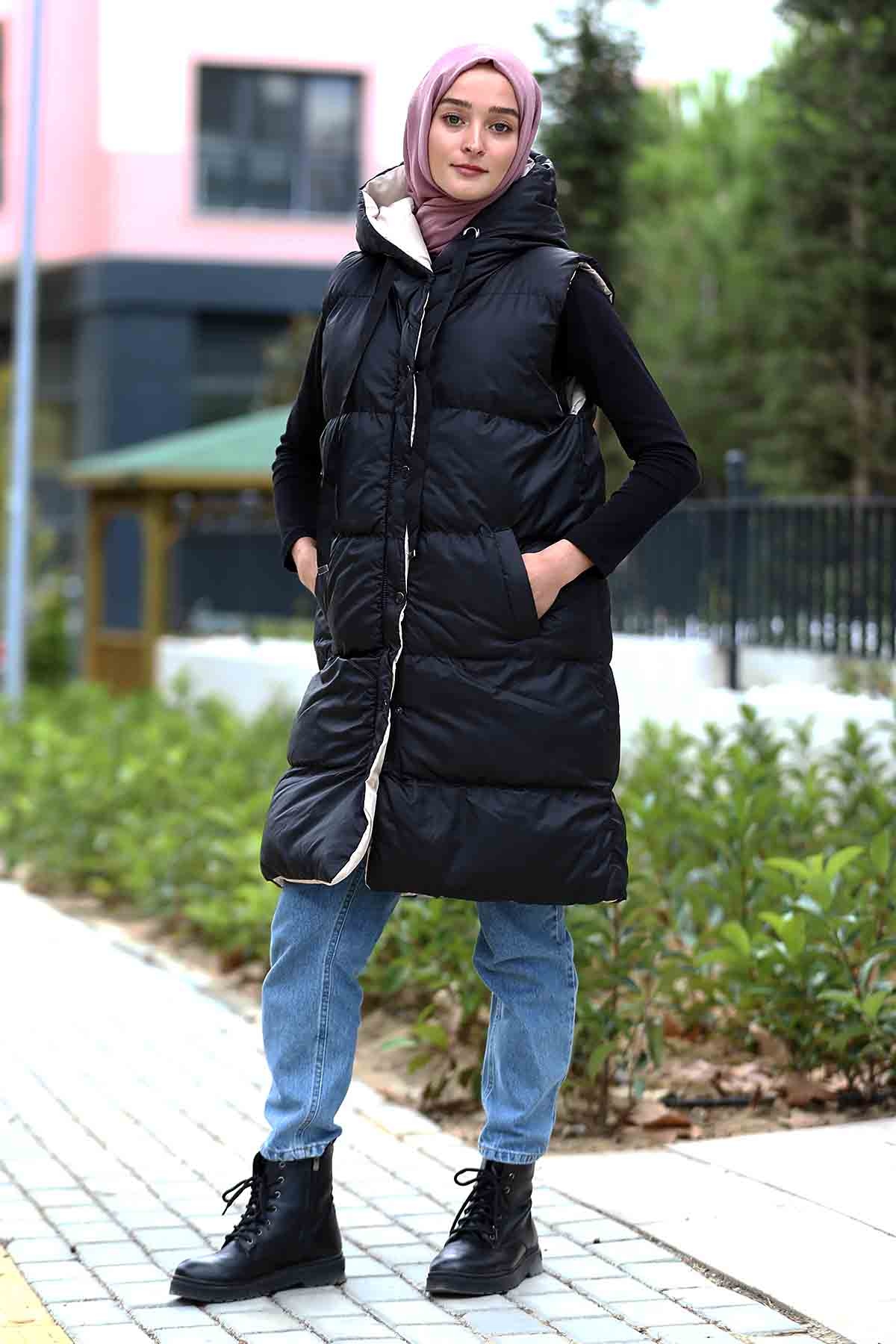 Çift Taraflı Yelek Siyah - 2