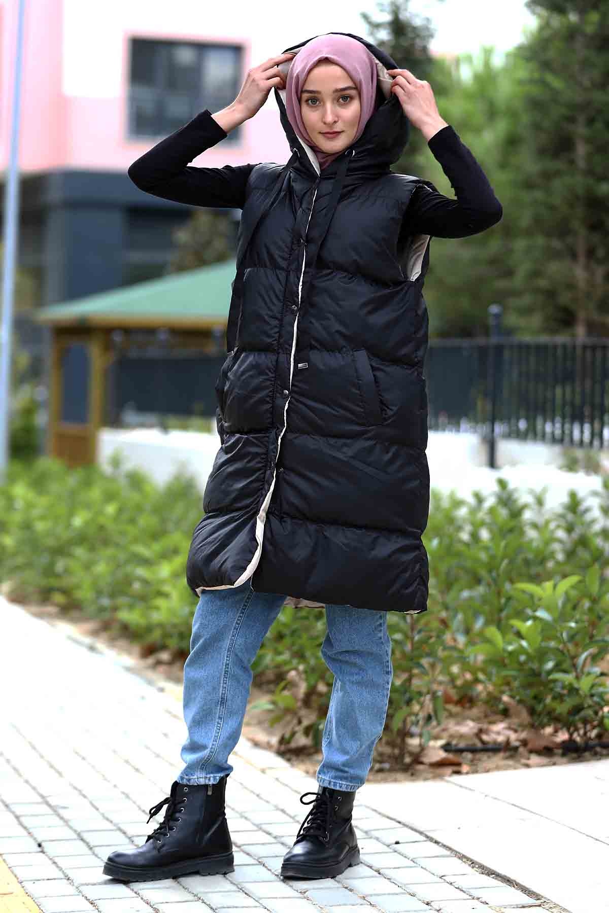 Çift Taraflı Yelek Siyah - 3