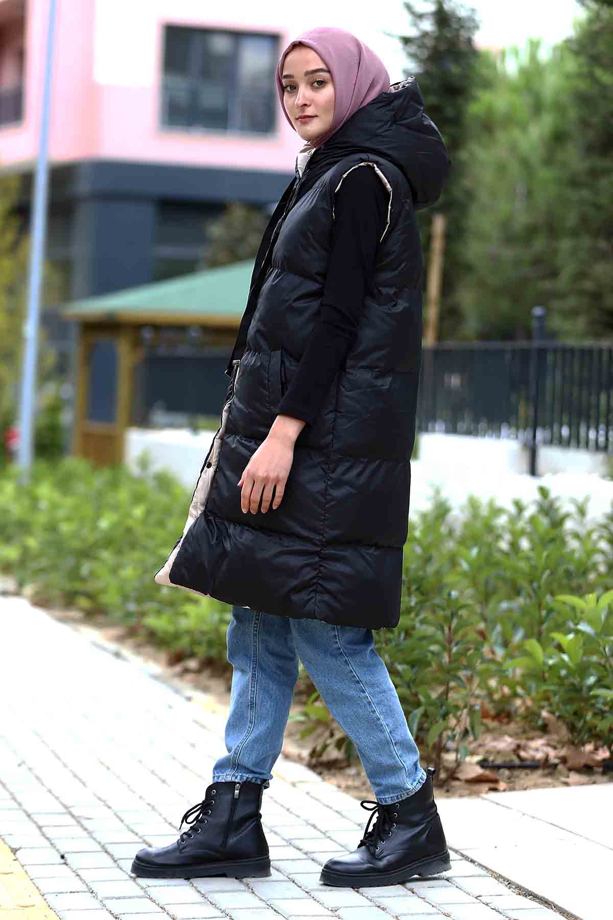 Çift Taraflı Yelek Siyah - 5