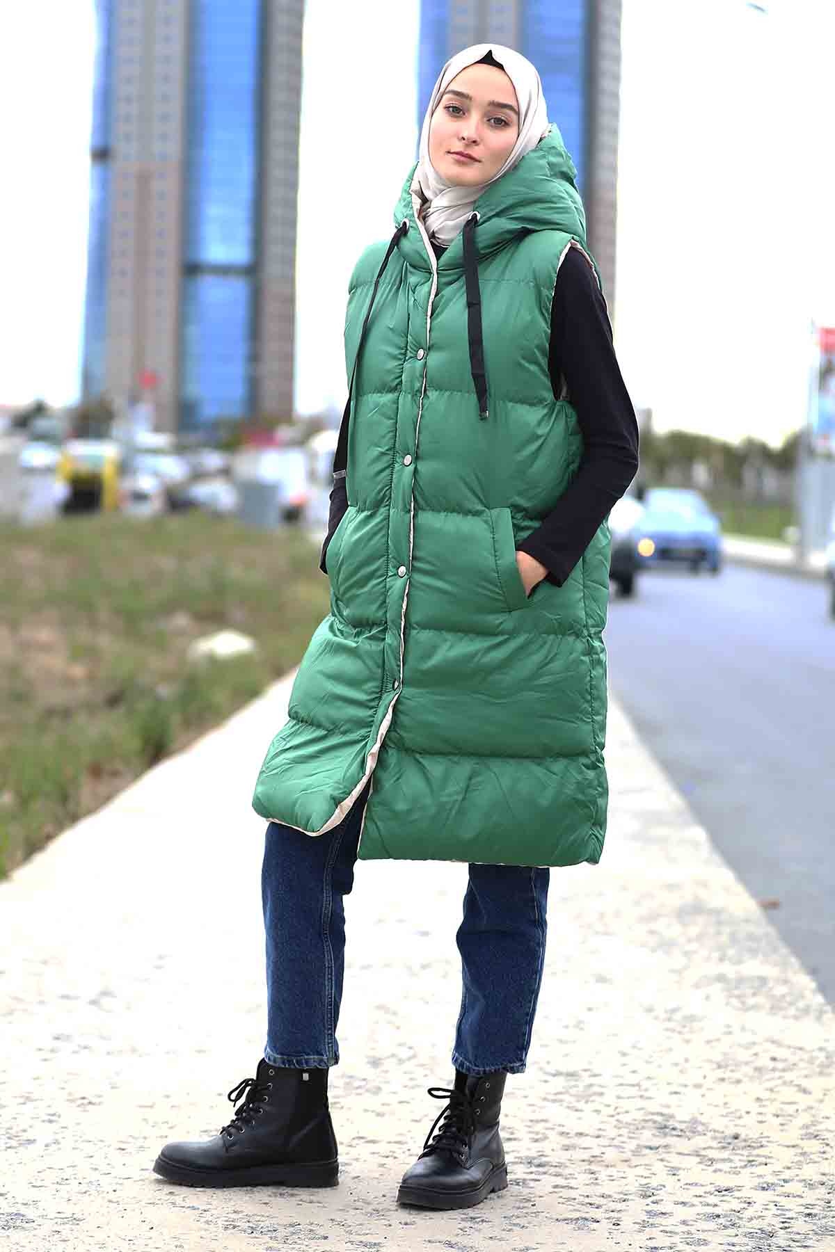 Çift Taraflı Yelek Yeşil - 1