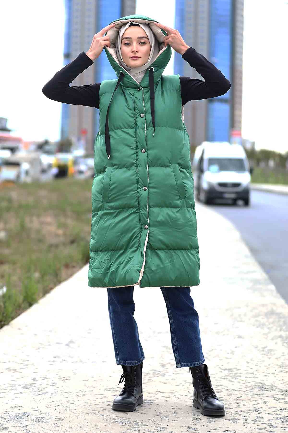 Çift Taraflı Yelek Yeşil - 2