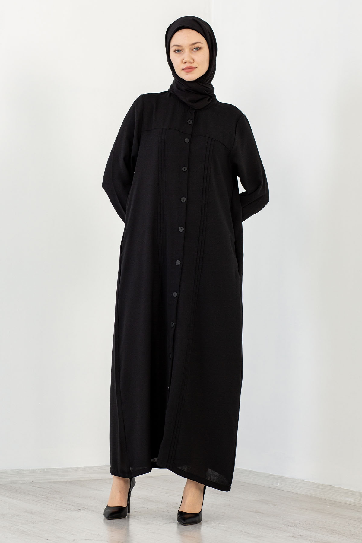 8248 Elbise 44-52 - Siyah - 1