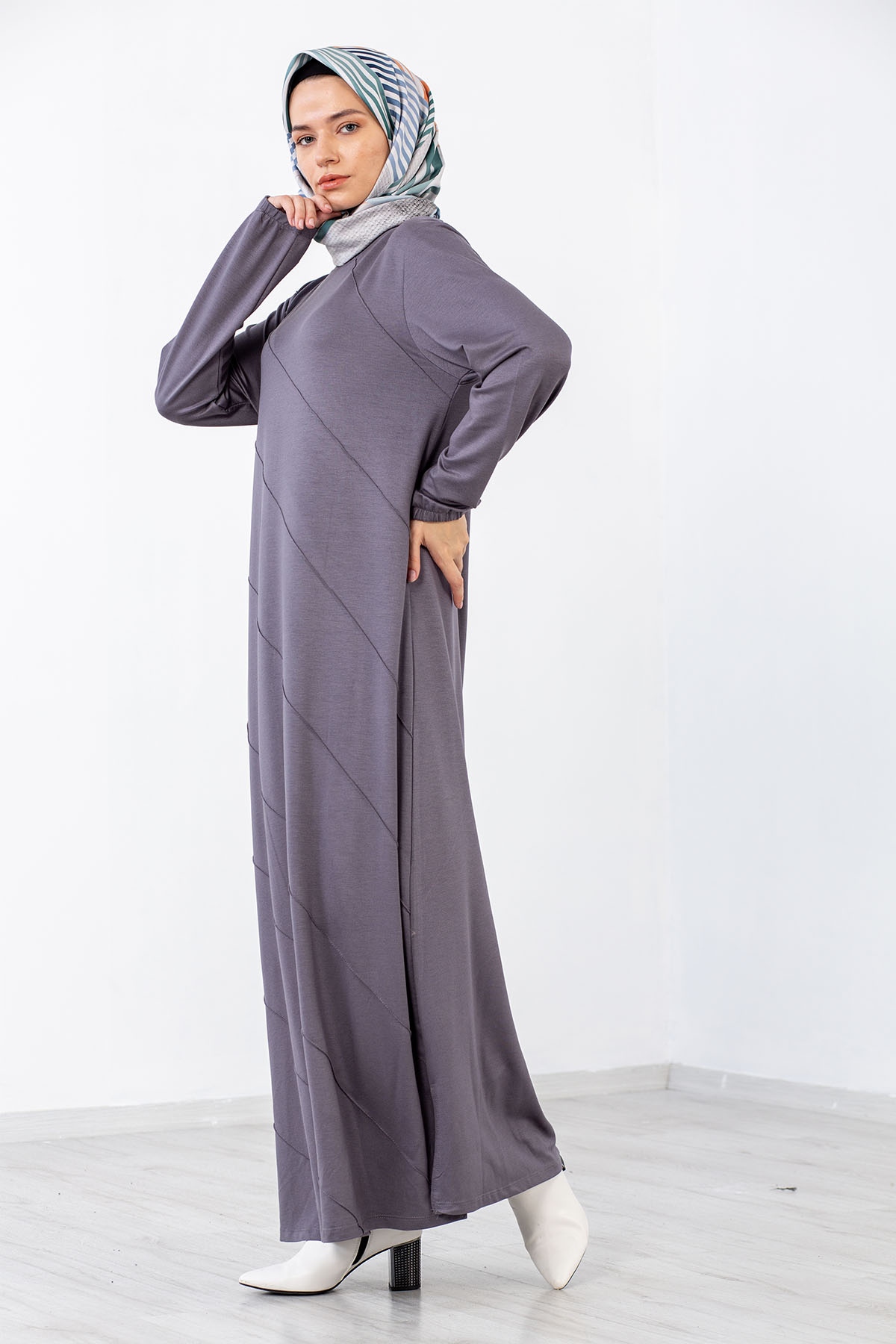 8290 Elbise 44-52 çima - Gri - 2