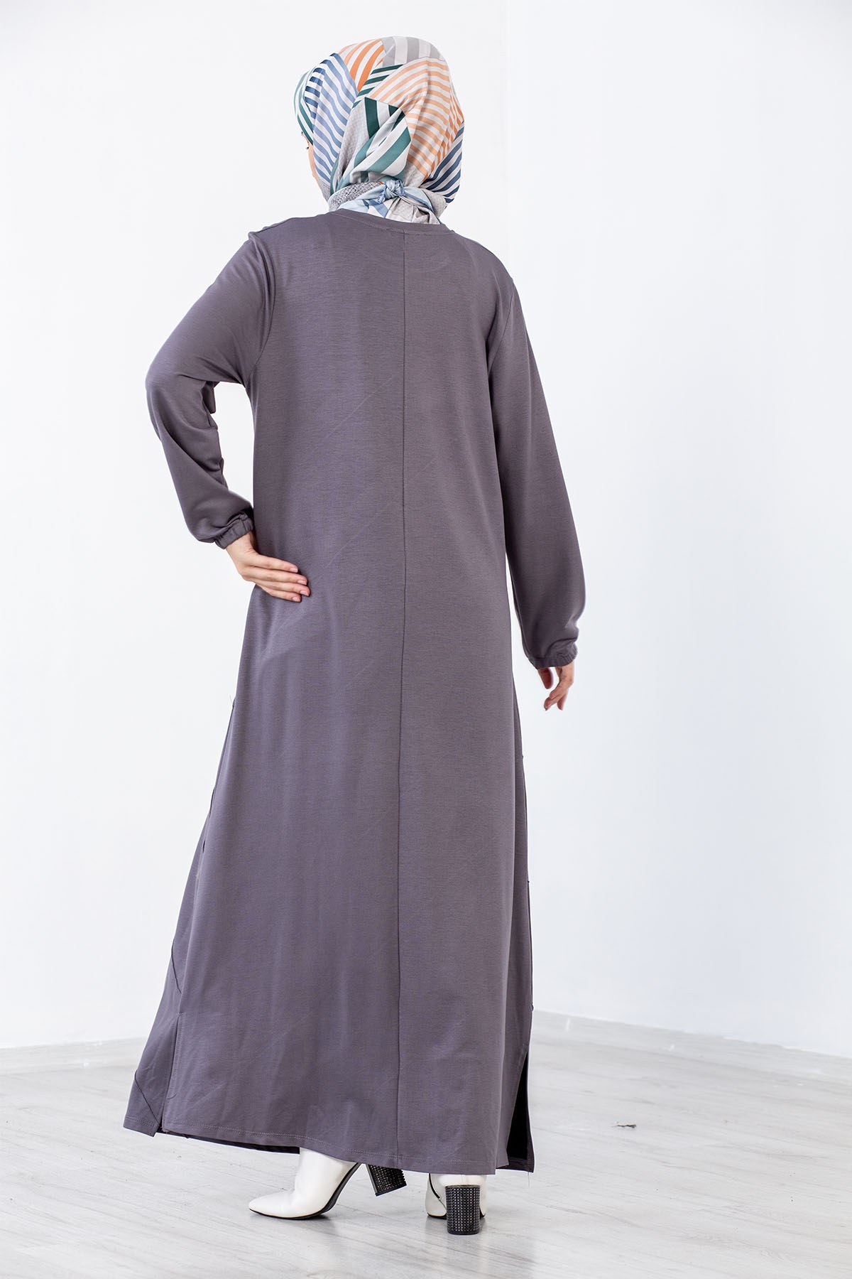 8290 Elbise 44-52 çima - Gri - 4