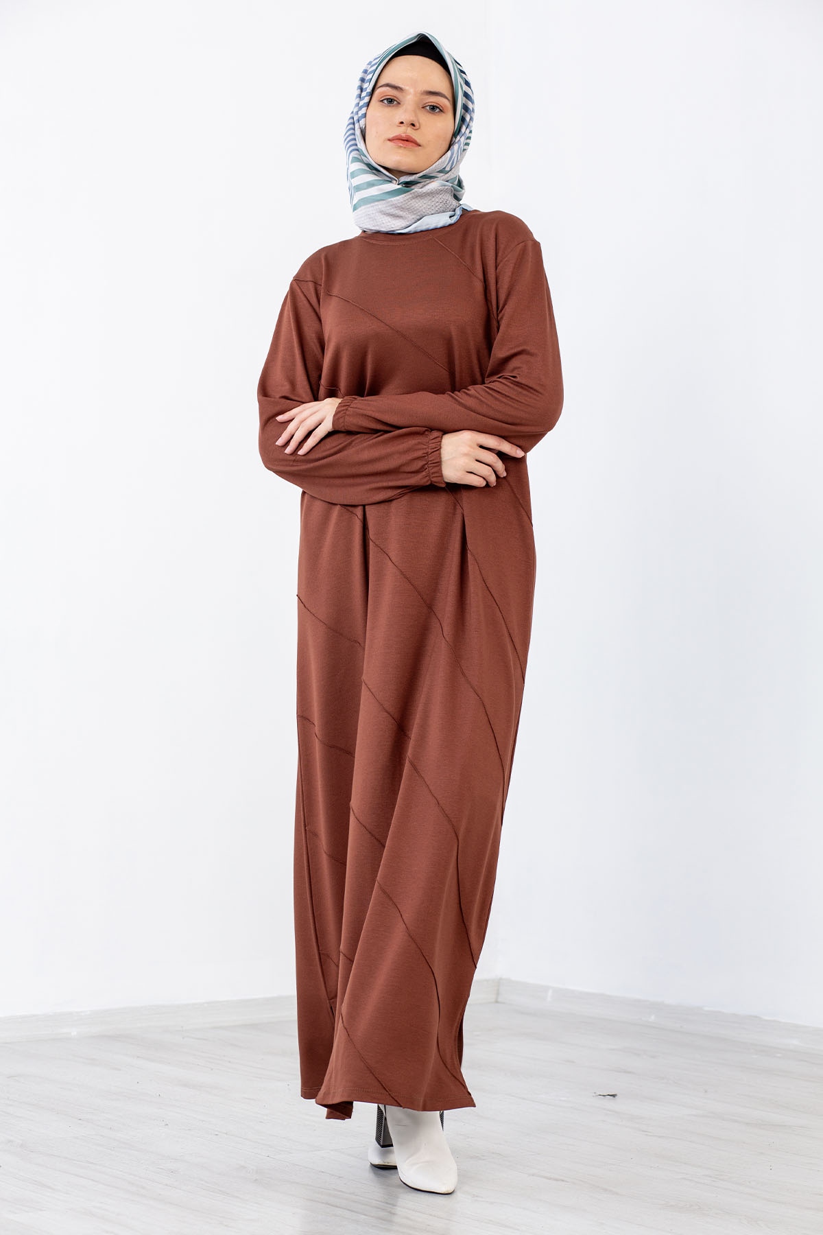 8290 Elbise 44-52 çima - Kahve - 2