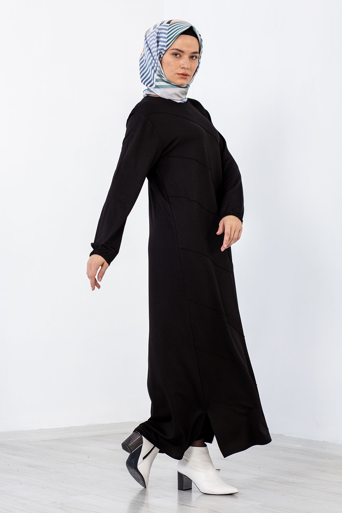 8290 Elbise 44-52 çima - Siyah - 3