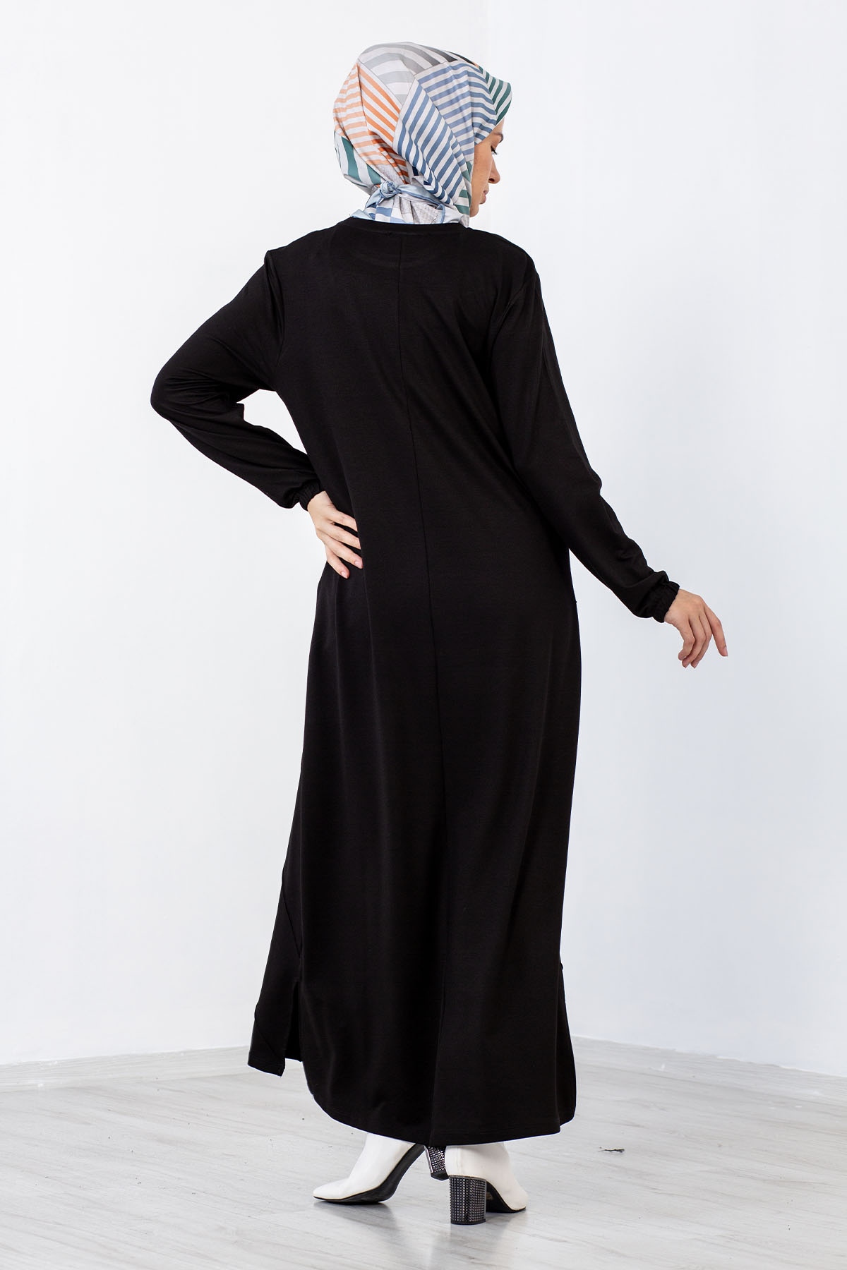 8290 Elbise 44-52 çima - Siyah - 5