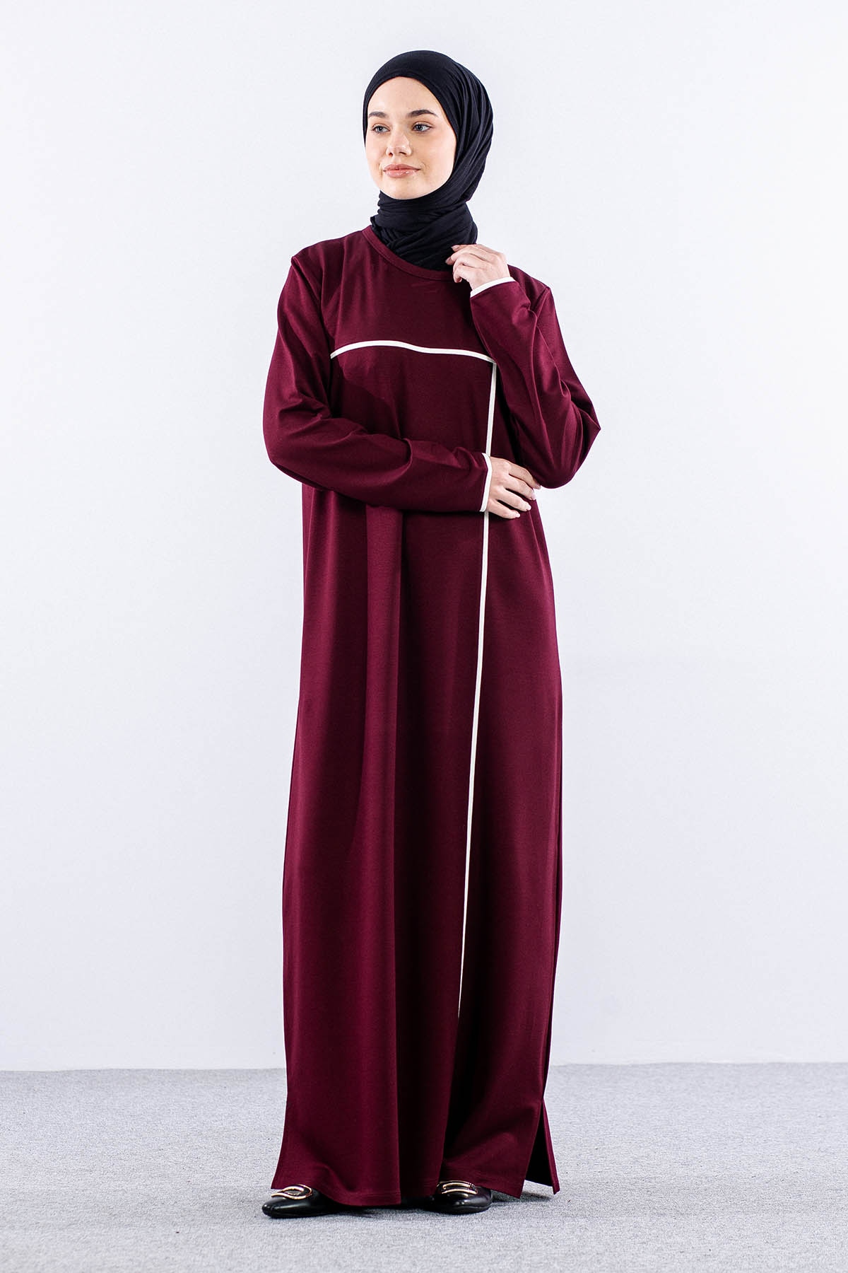 8307 Spor Elbise 44-52 - Bordo - 1