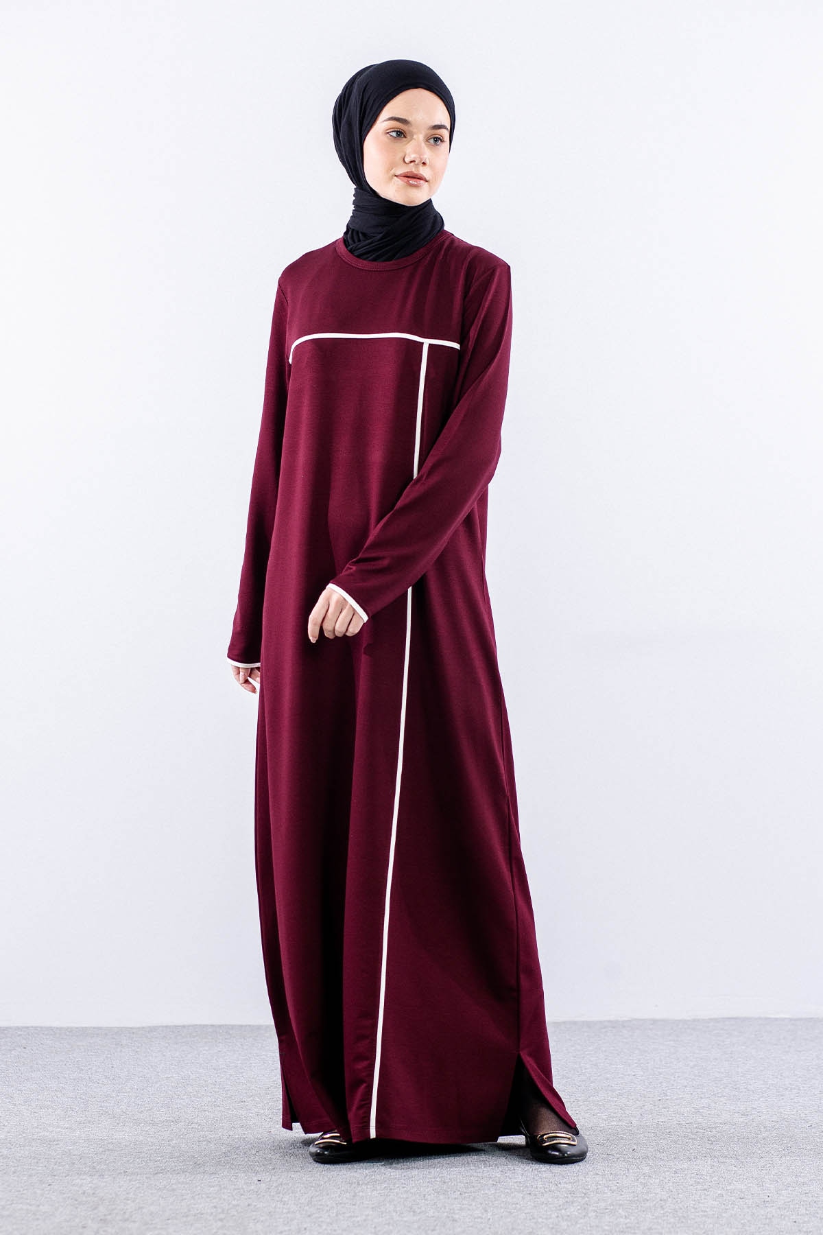 8307 Spor Elbise 44-52 - Bordo - 2