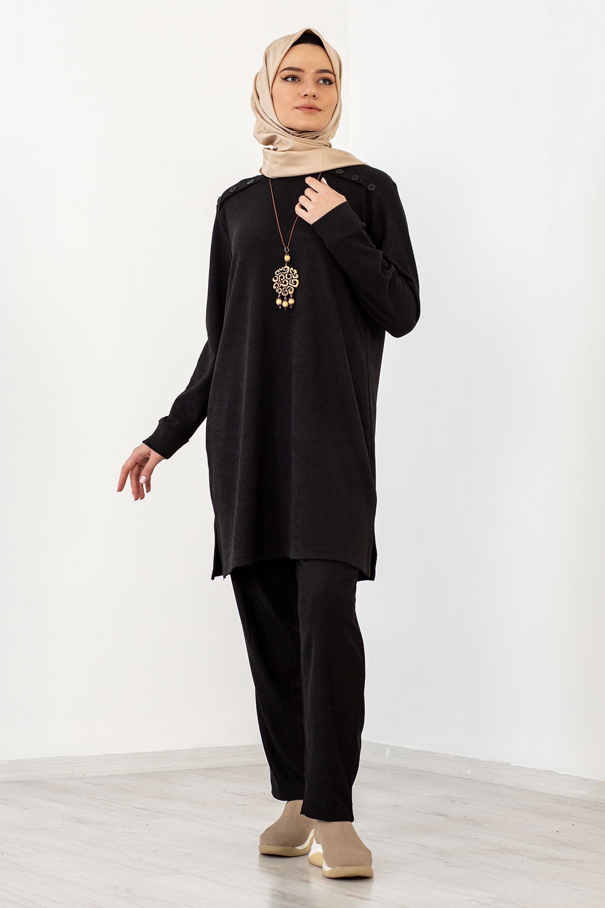 8313 Takim 44-5 Omuz Düğme - Siyah - 1