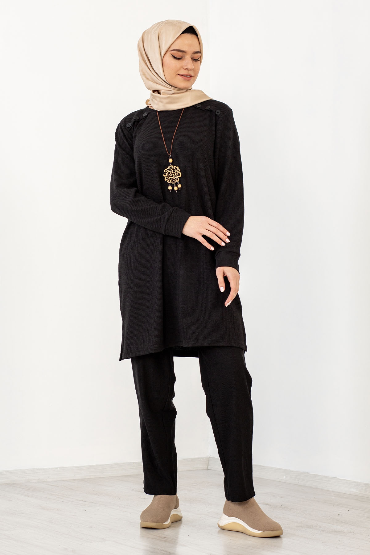 8313 Takim 44-5 Omuz Düğme - Siyah - 4