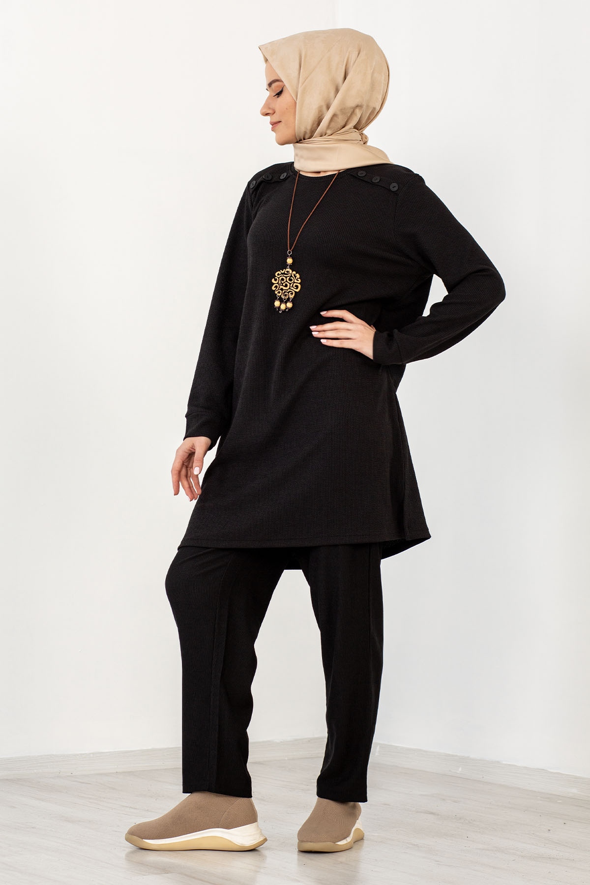 8313 Takim 44-5 Omuz Düğme - Siyah - 5