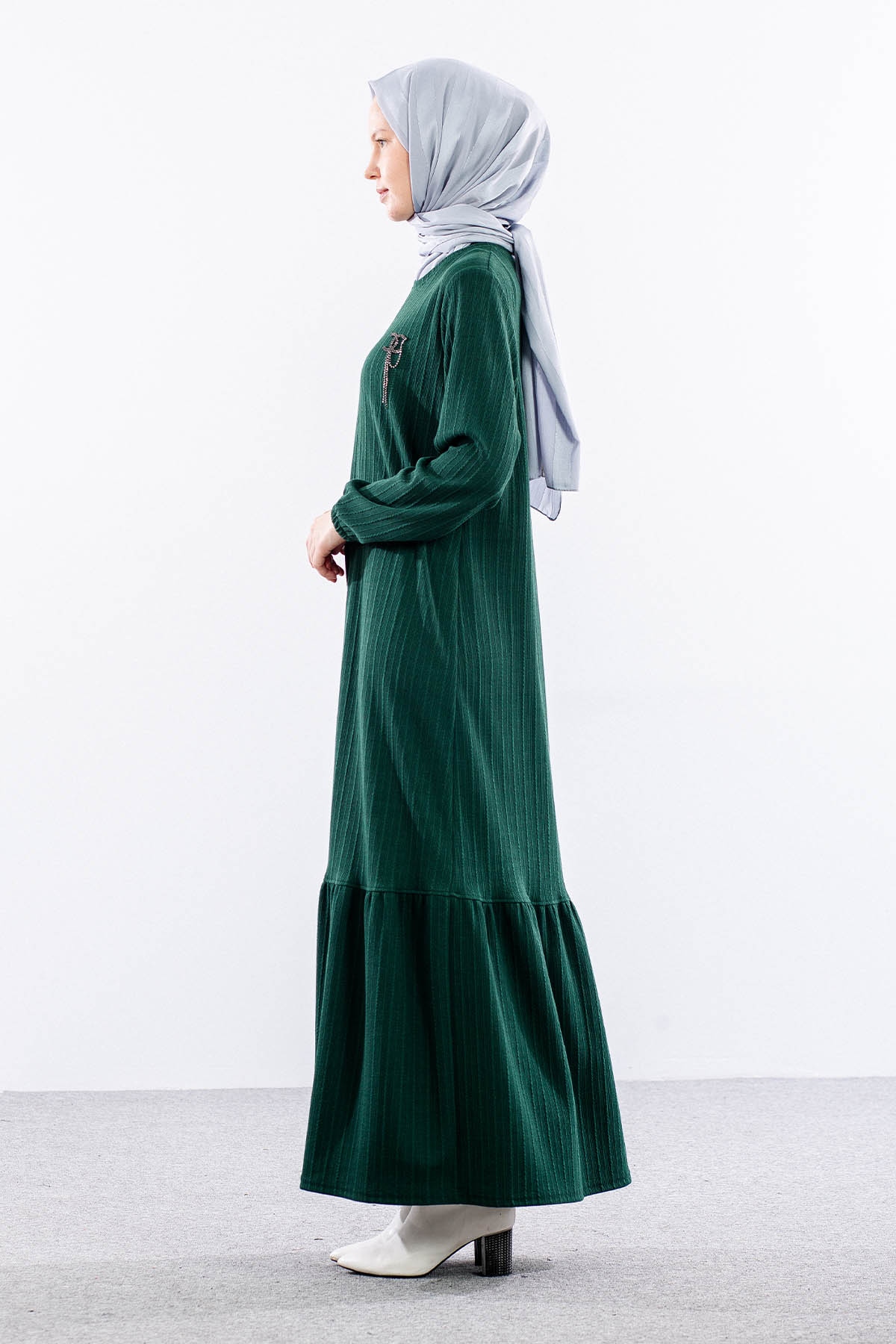 8339 Elbise 3-4-5-6 - Haki - - 4