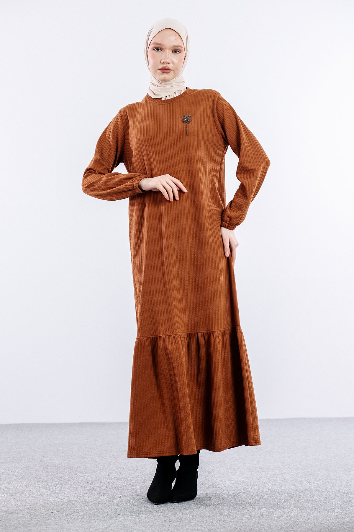 8339 Elbise 3-4-5-6 - Kahve - 1