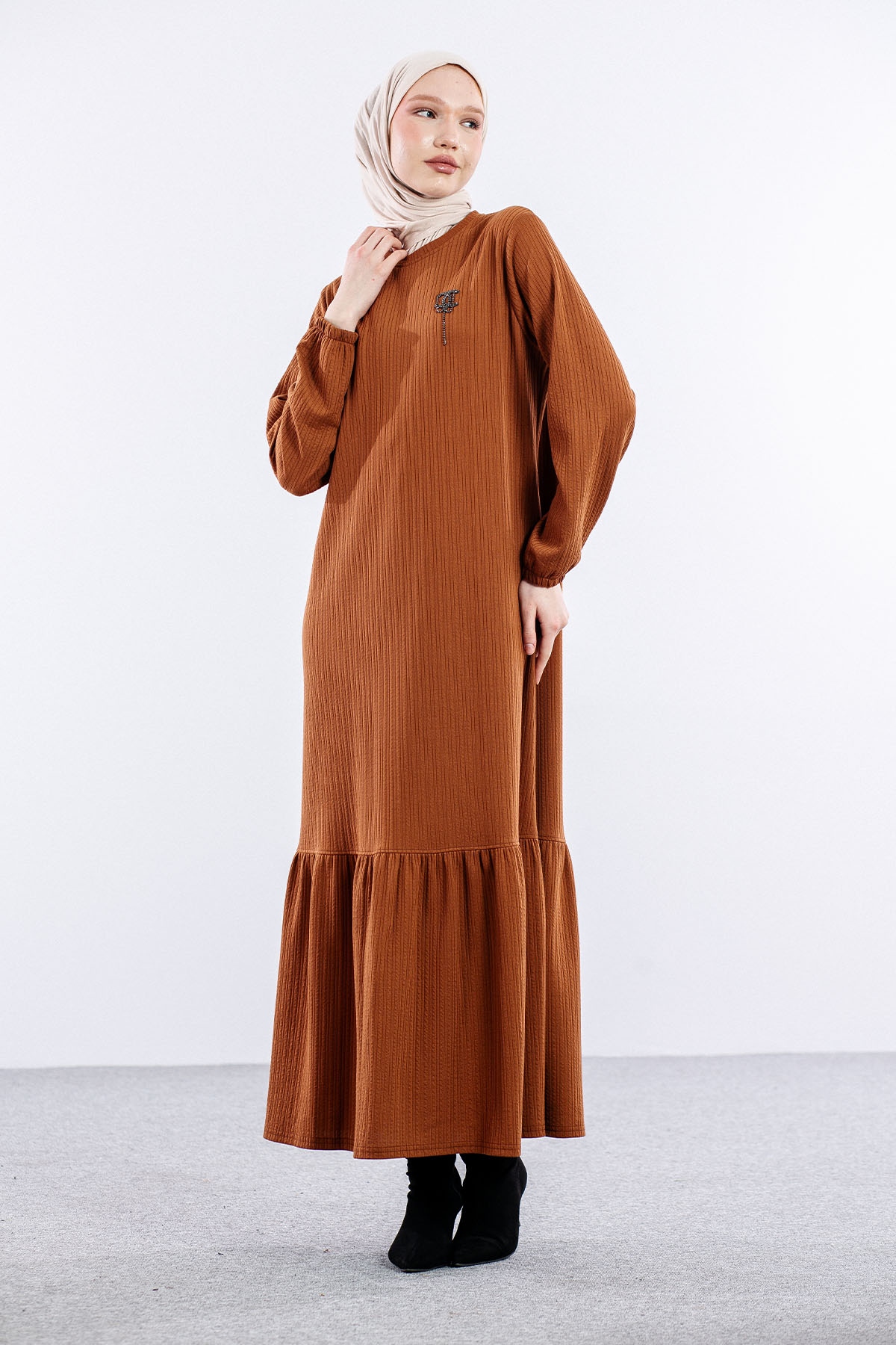 8339 Elbise 3-4-5-6 - Kahve - 2