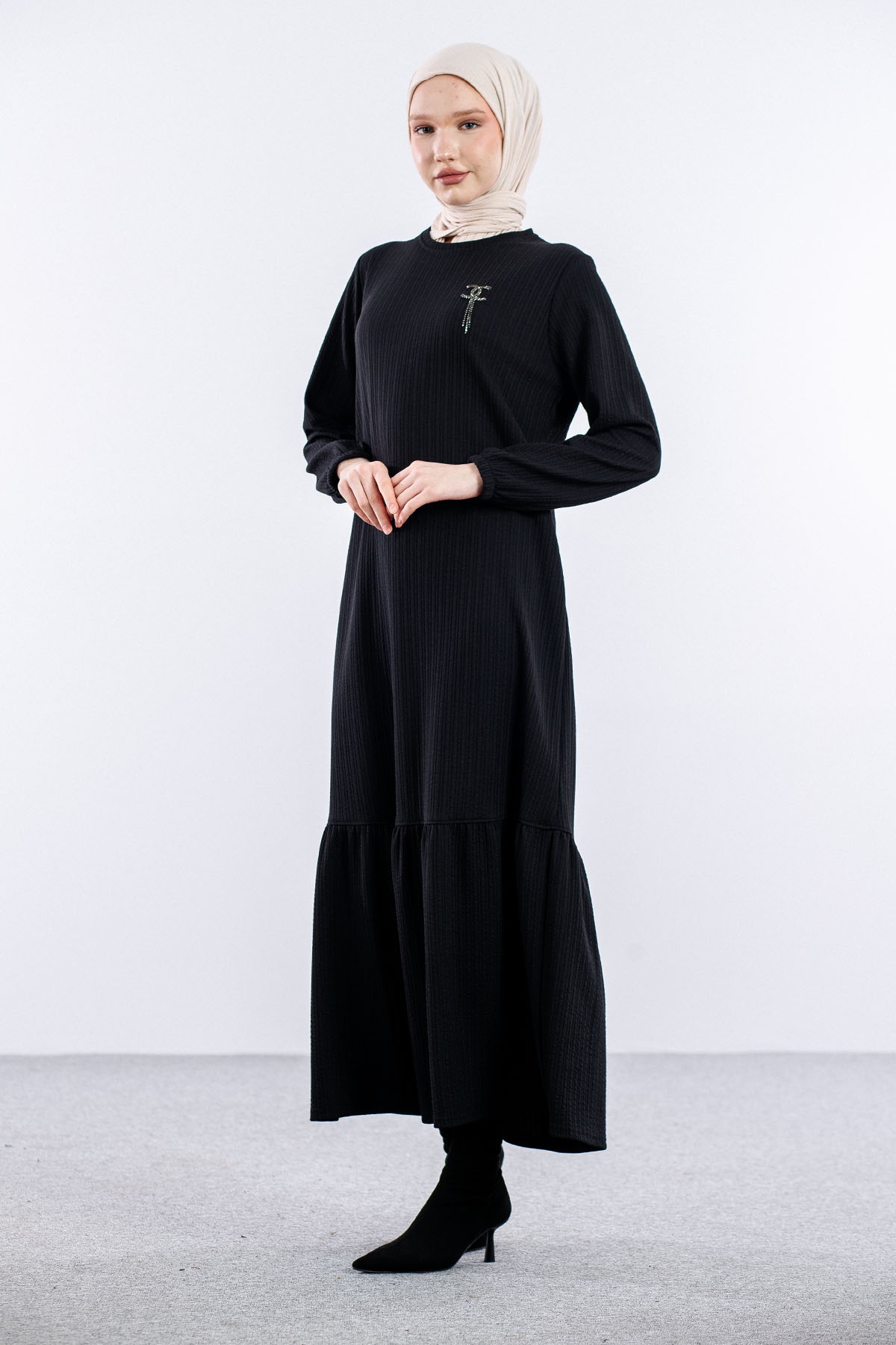 8339 Elbise 3-4-5-6 - Siyah - 2