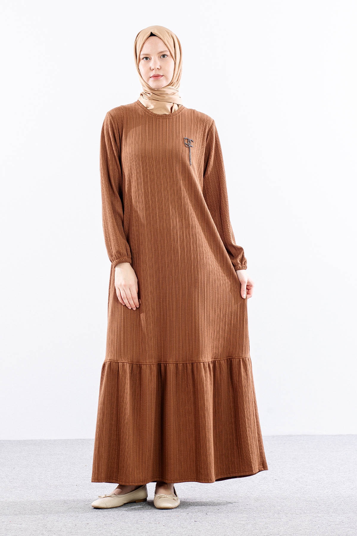 8339 Elbise 3-4-5-6 - Taba - 1