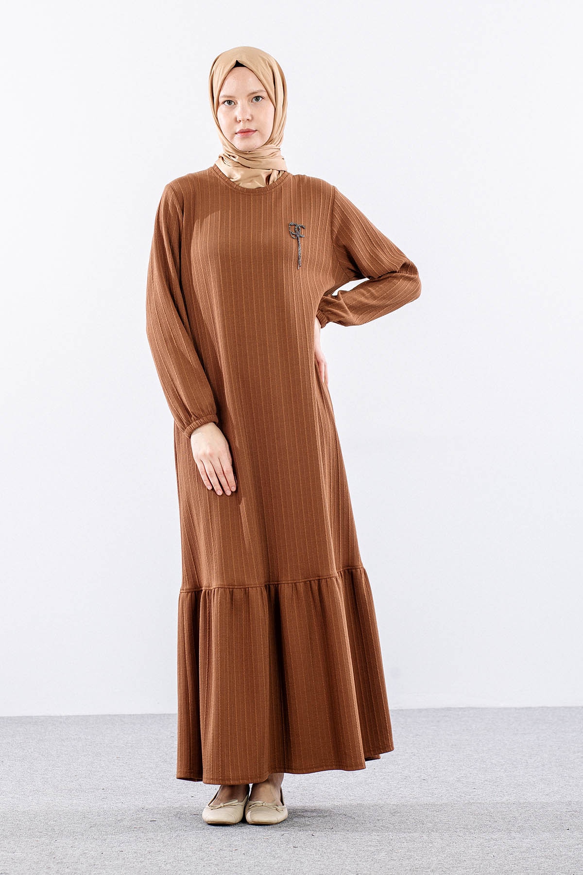 8339 Elbise 3-4-5-6 - Taba - 2