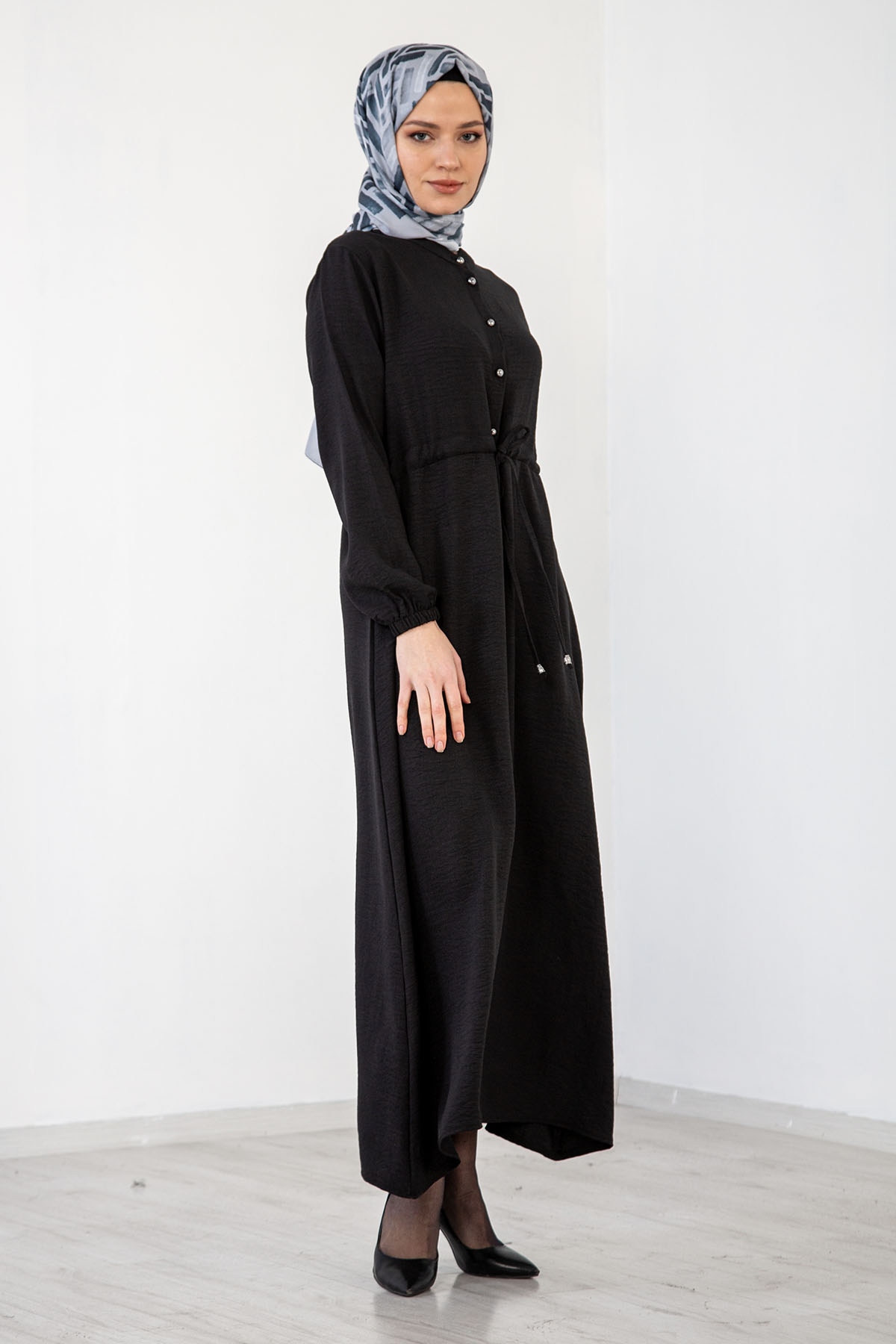 8357 Elbise 44-52 - Siyah - 2