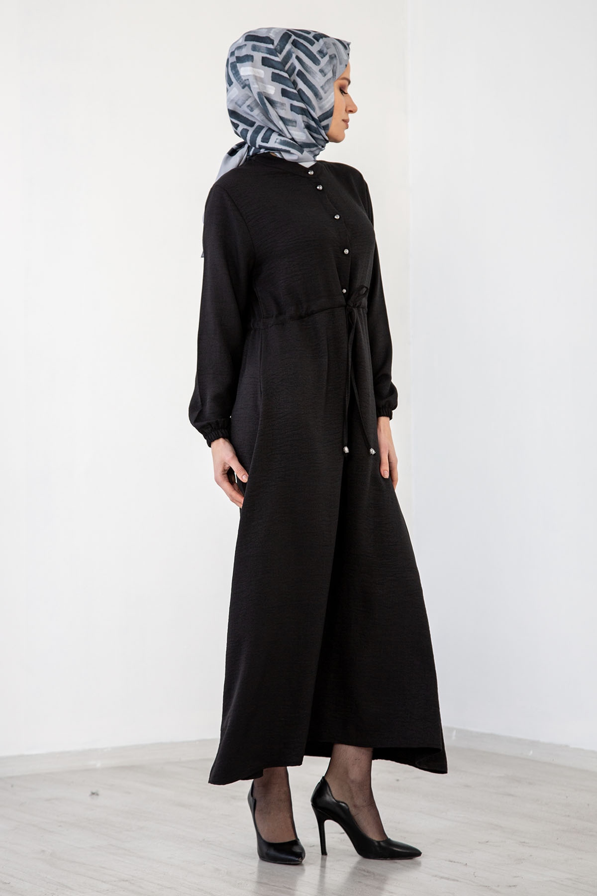 8357 Elbise 44-52 - Siyah - 3