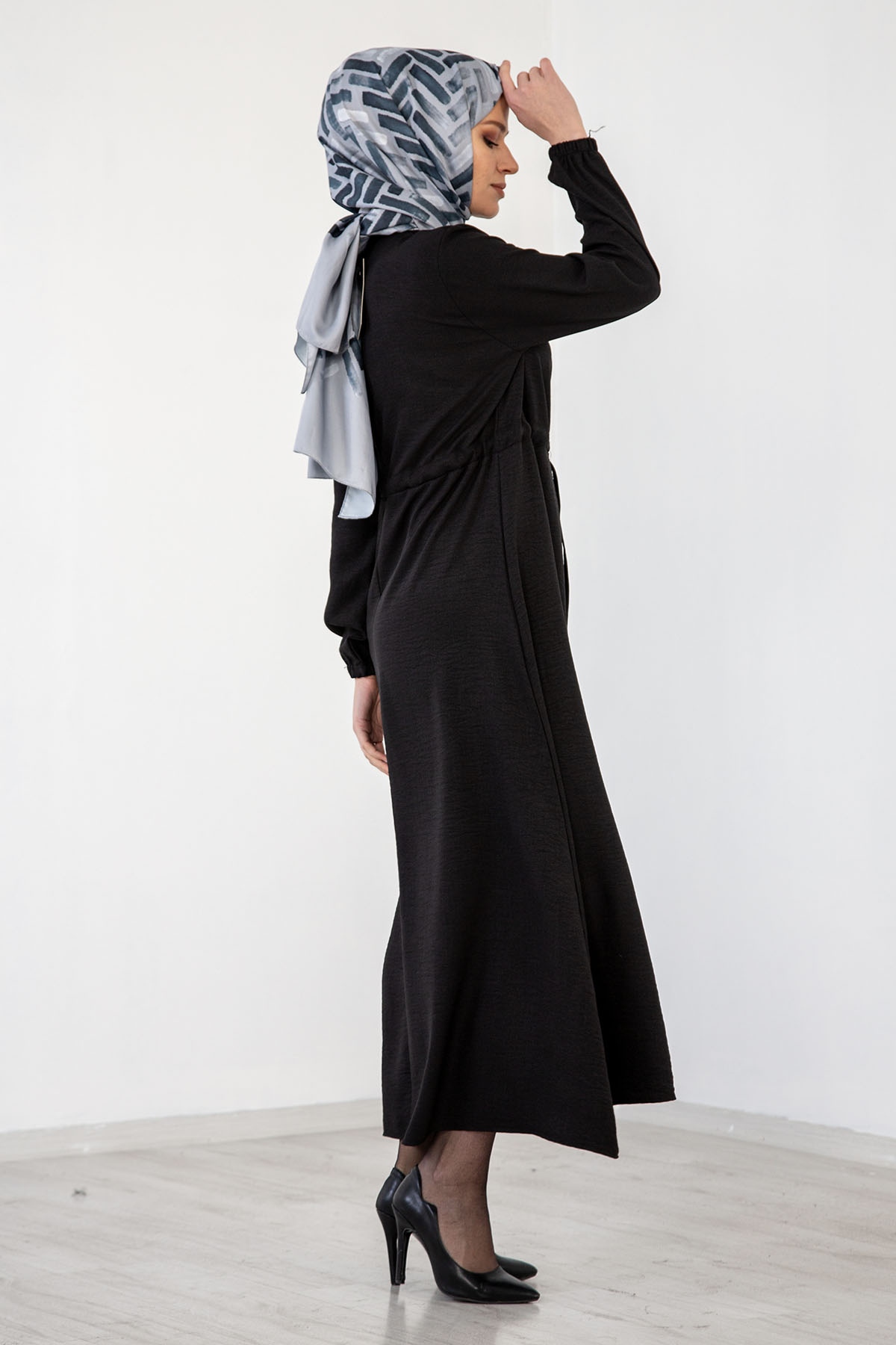 8357 Elbise 44-52 - Siyah - 4