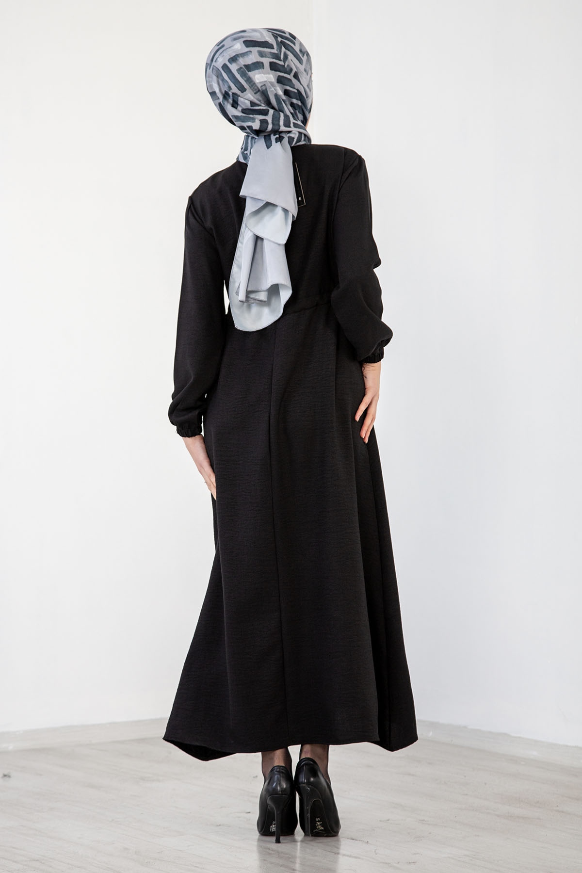 8357 Elbise 44-52 - Siyah - 5