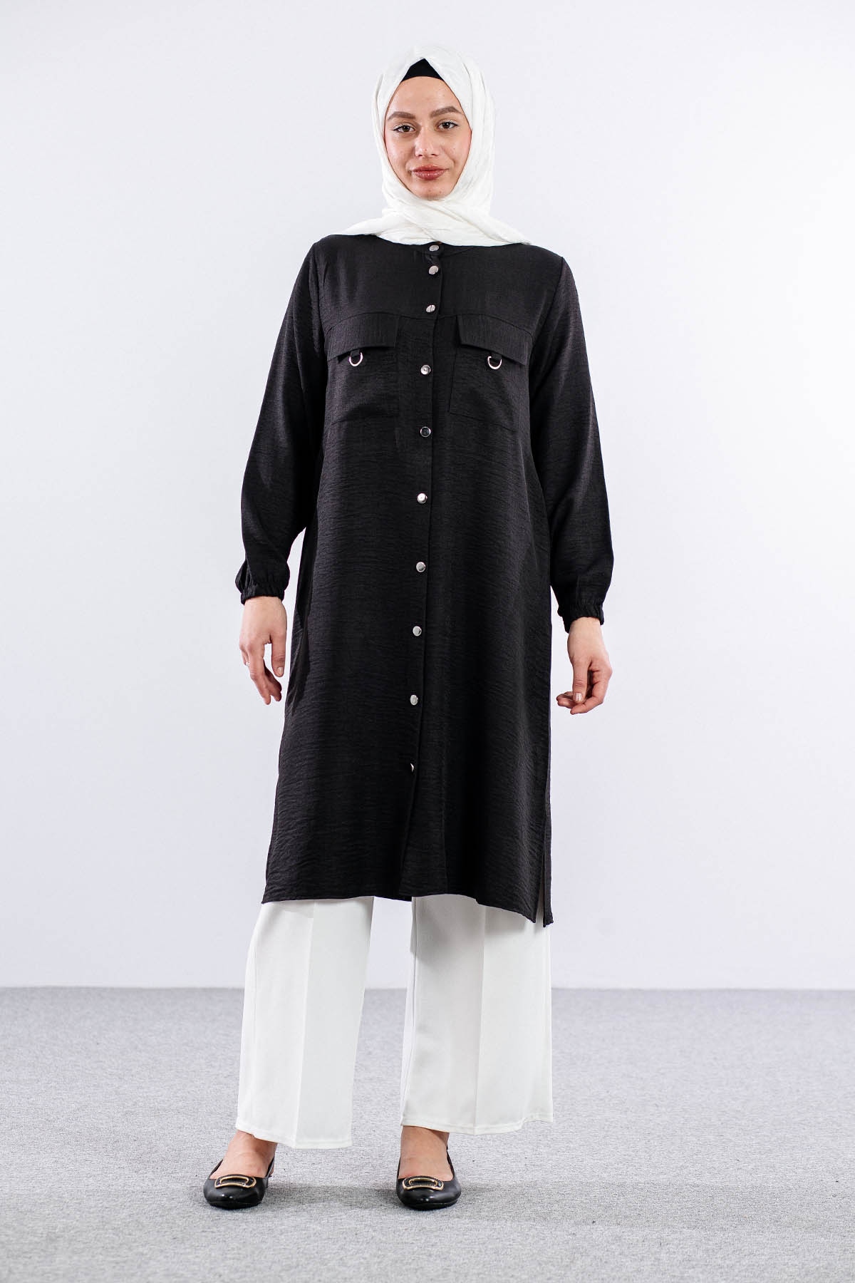 8391 Gömlek 44-52 Ktn - Siyah - 1