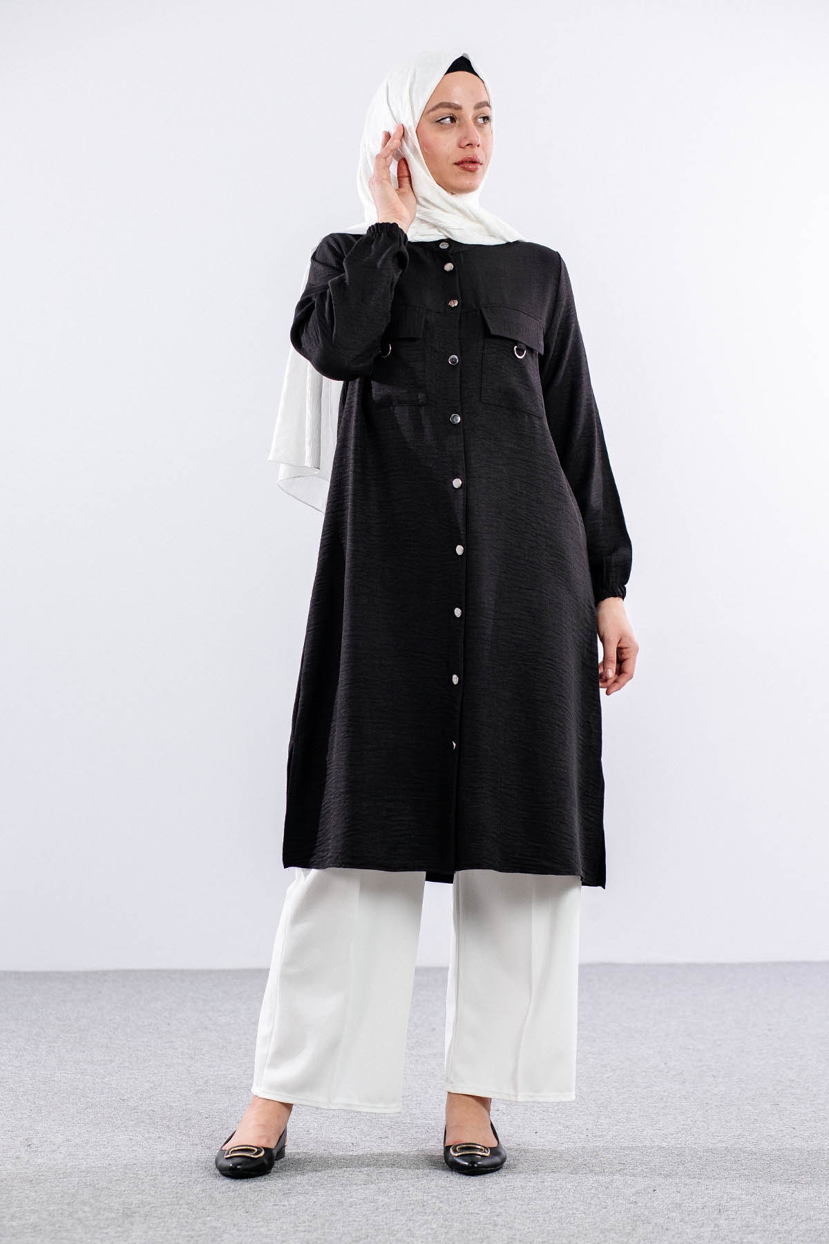 8391 Gömlek 44-52 Ktn - Siyah - 2