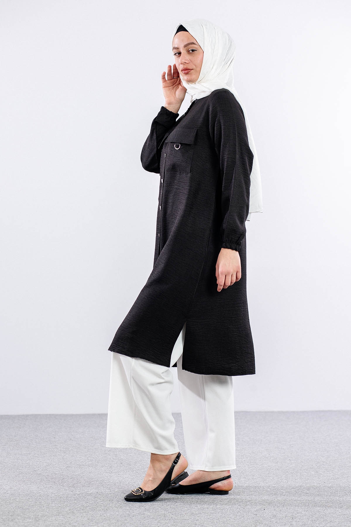 8391 Gömlek 44-52 Ktn - Siyah - 3