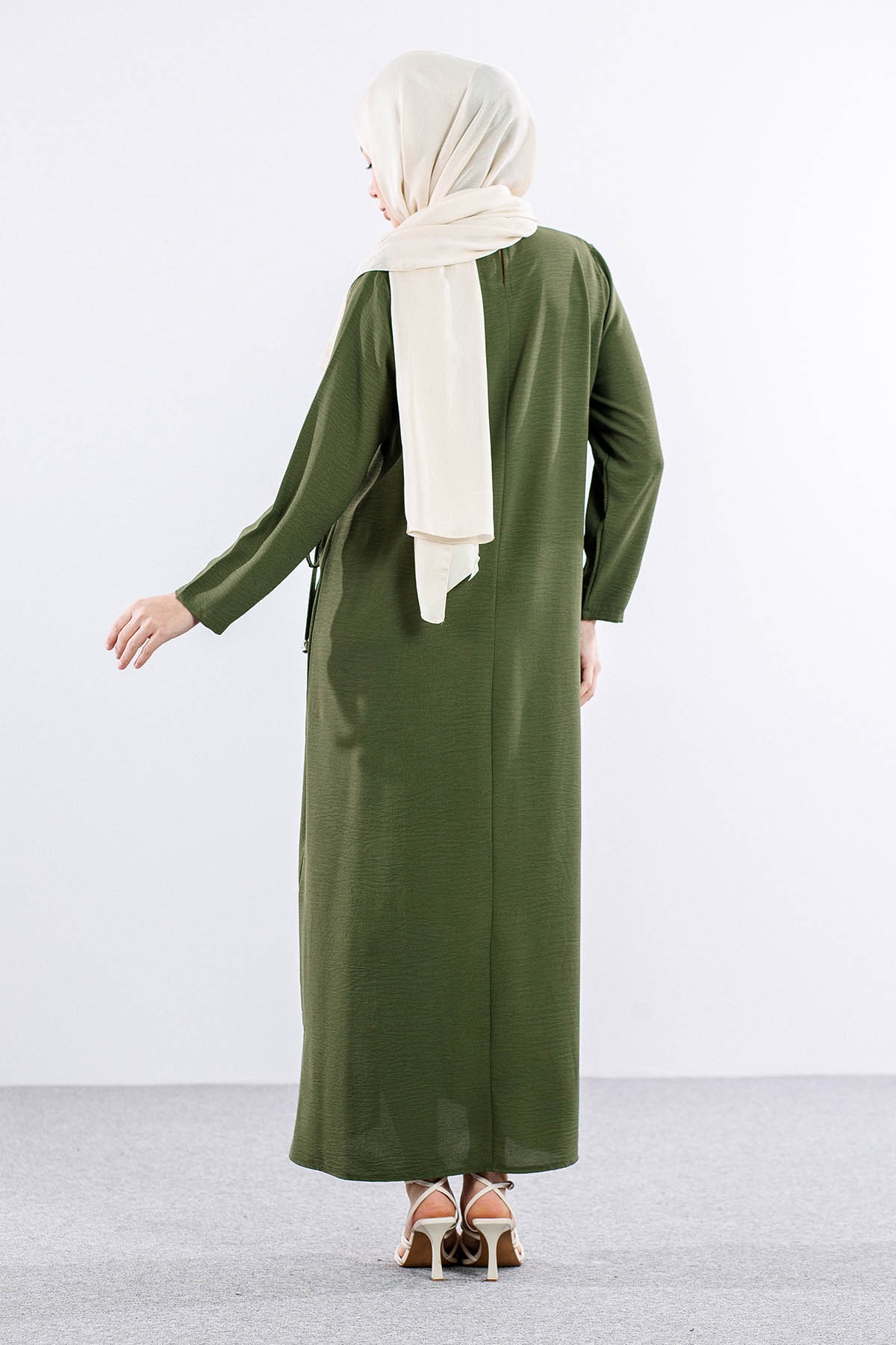 8406 Elbise 44-52 Ae Dugme - Haki - 4